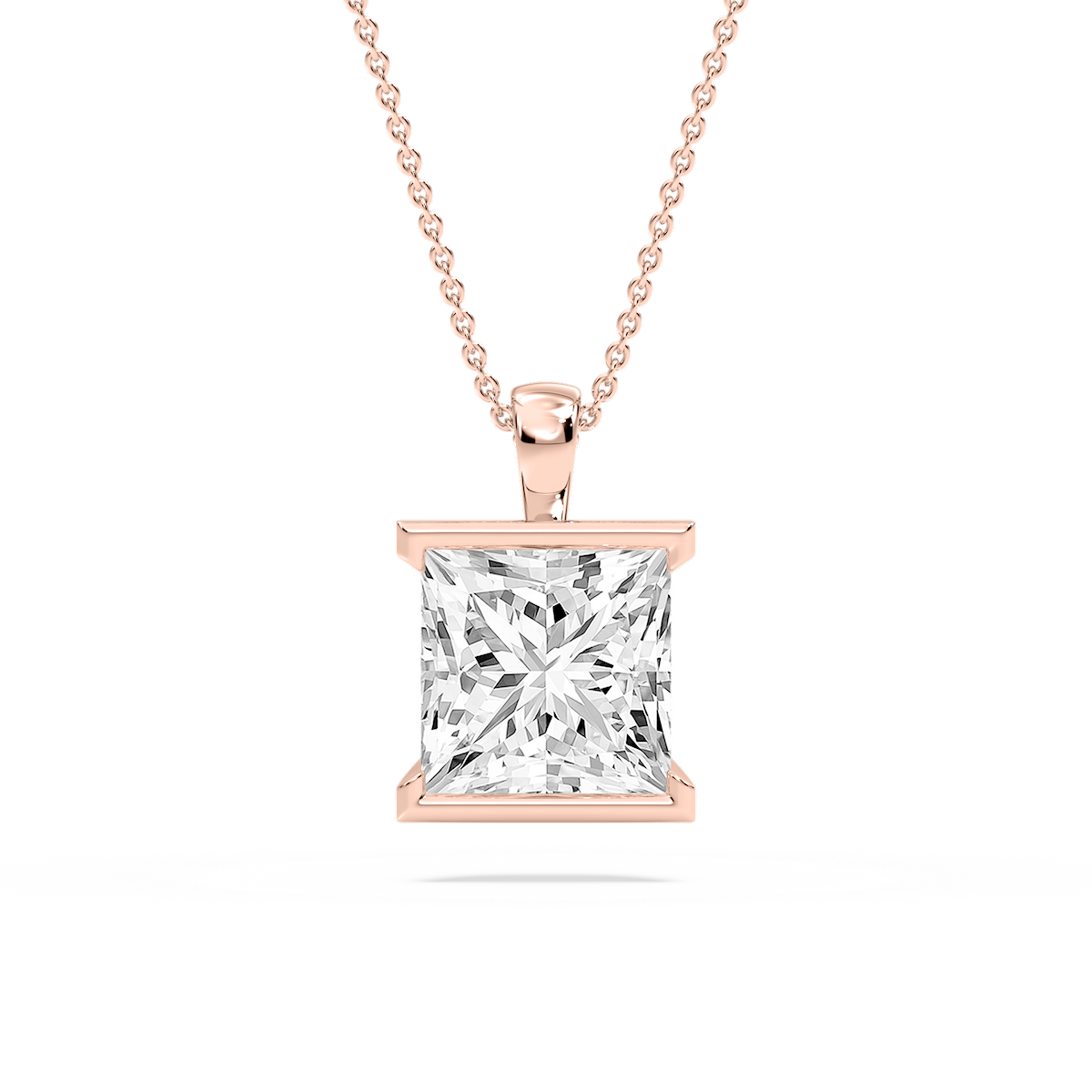 Princess Lab Grown Diamond Half Bezel Solitaire Pendant