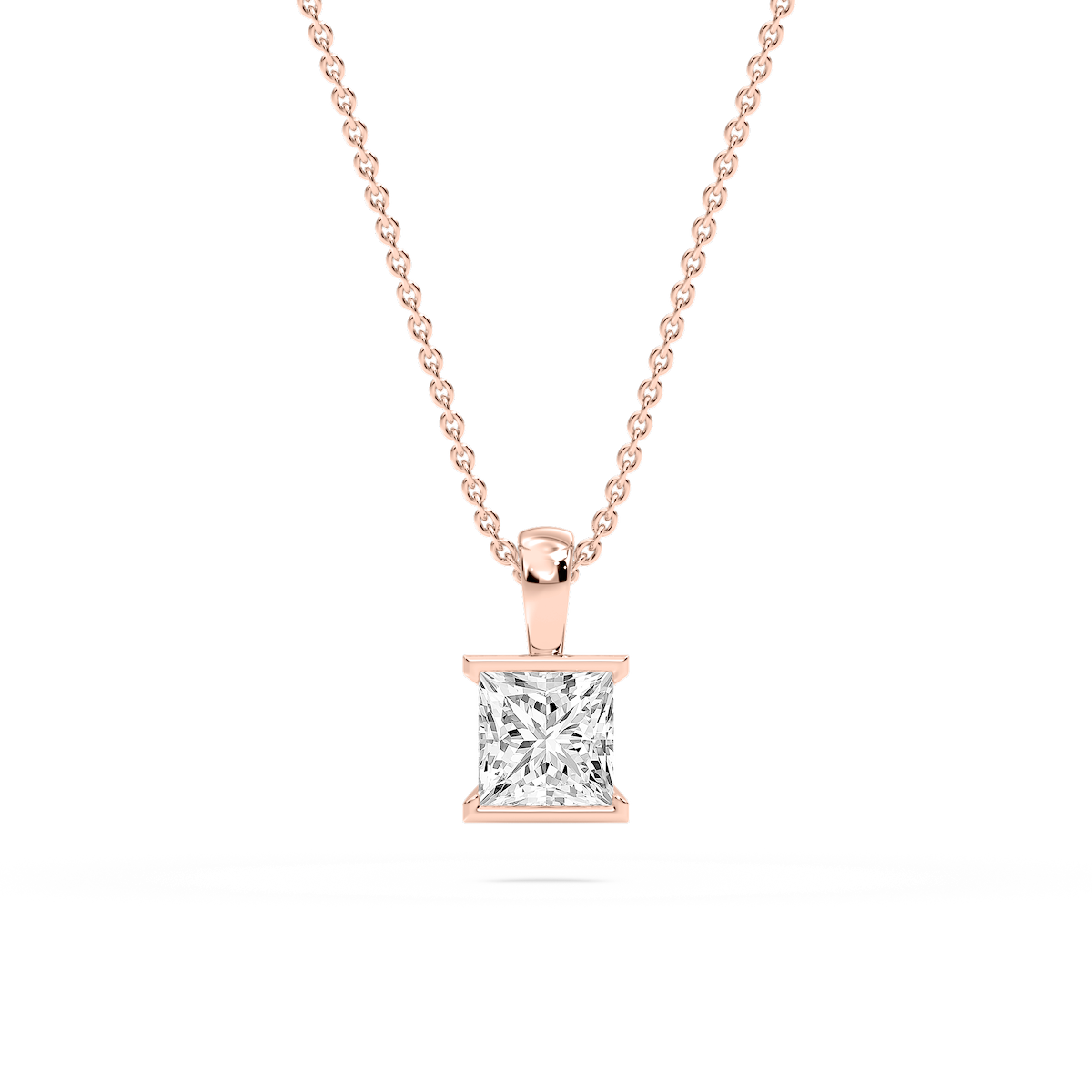 Princess Lab Grown Diamond Half Bezel Solitaire Pendant