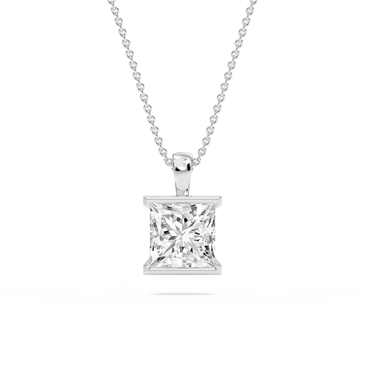 Princess Lab Grown Diamond Half Bezel Solitaire Pendant