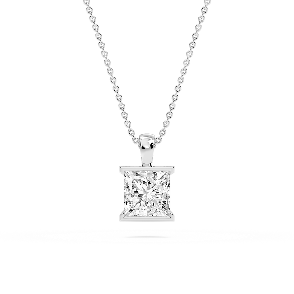 Princess Lab Grown Diamond Half Bezel Solitaire Pendant