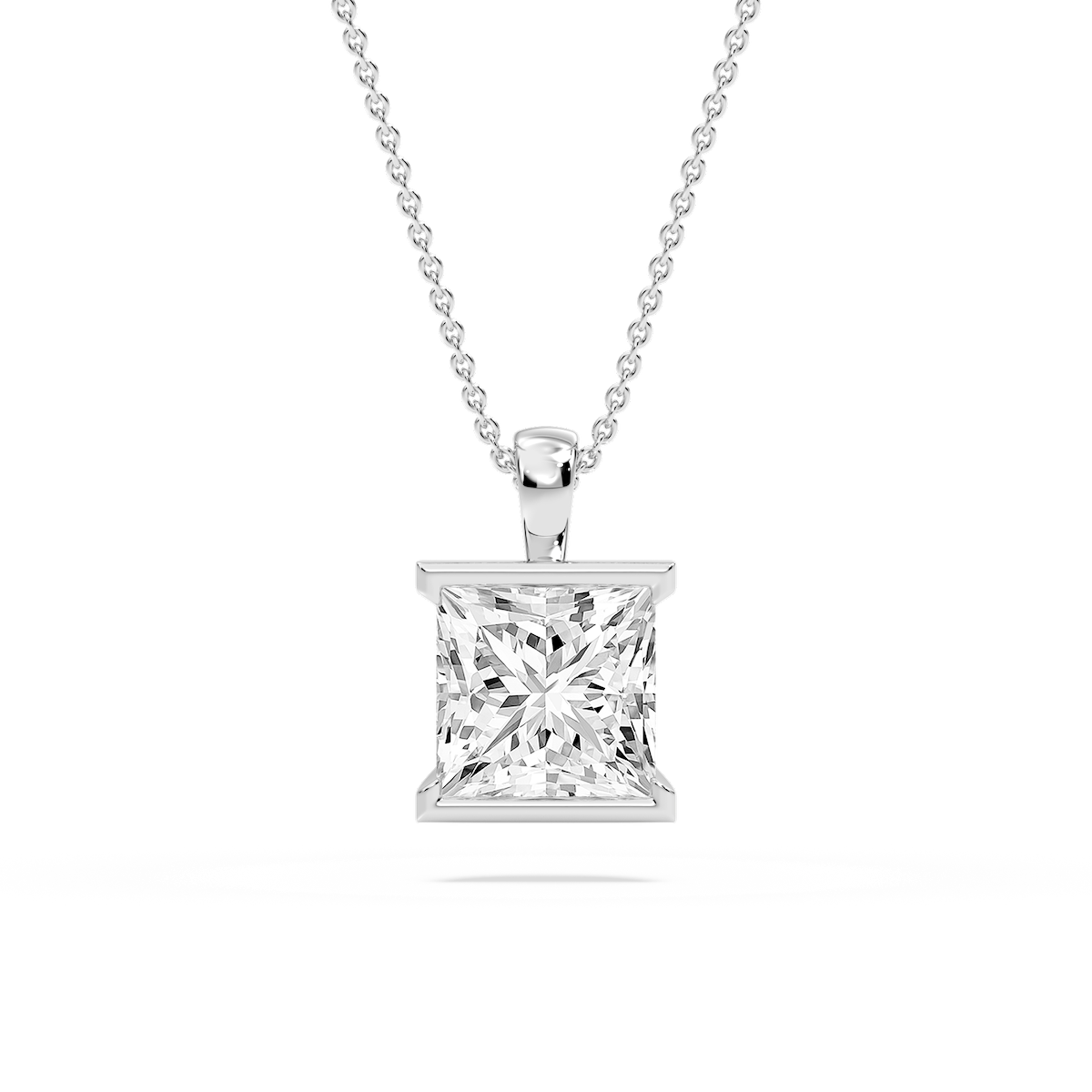 Princess Lab Grown Diamond Half Bezel Solitaire Pendant