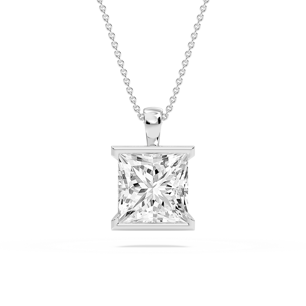 Princess Lab Grown Diamond Half Bezel Solitaire Pendant