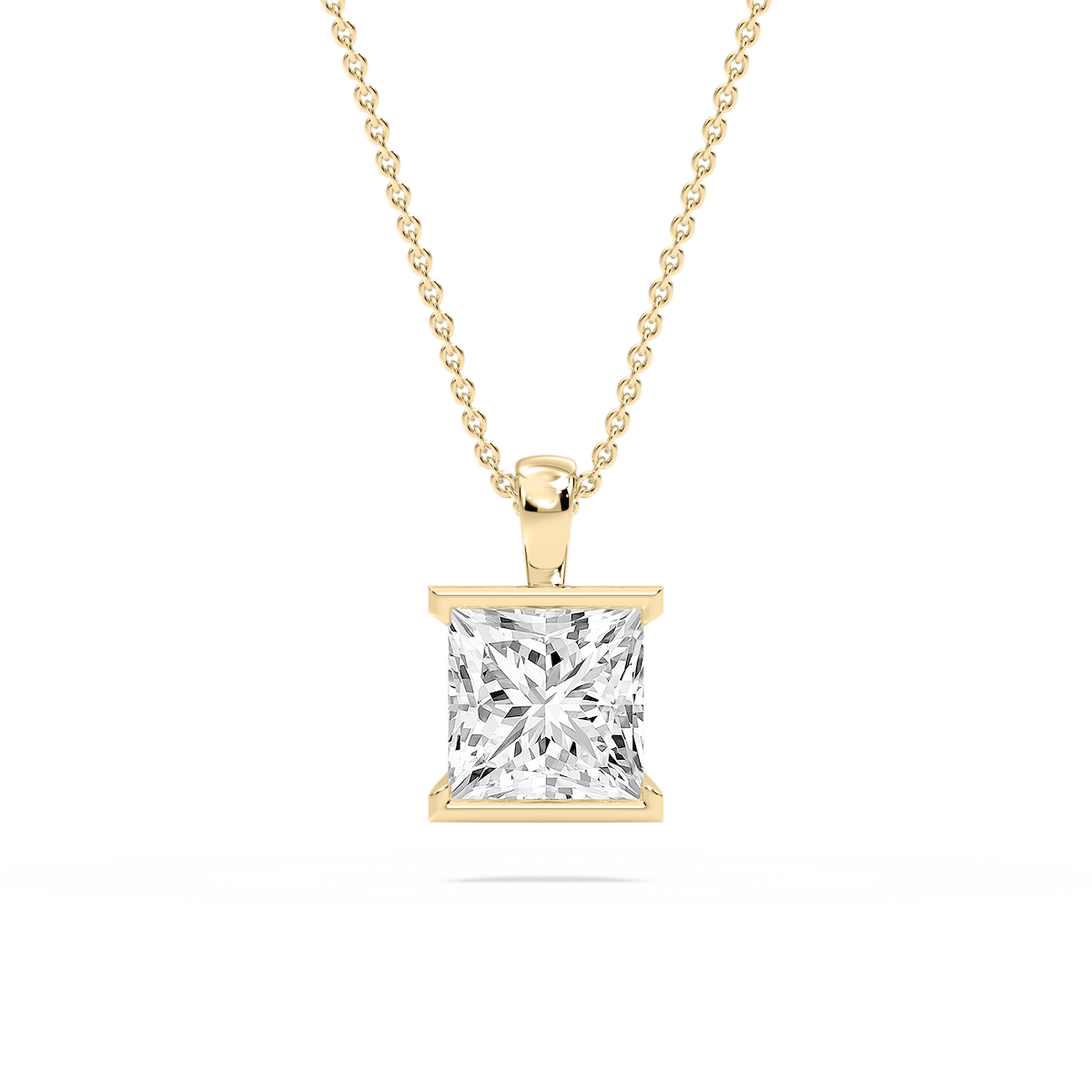 Princess Lab Grown Diamond Half Bezel Solitaire Pendant