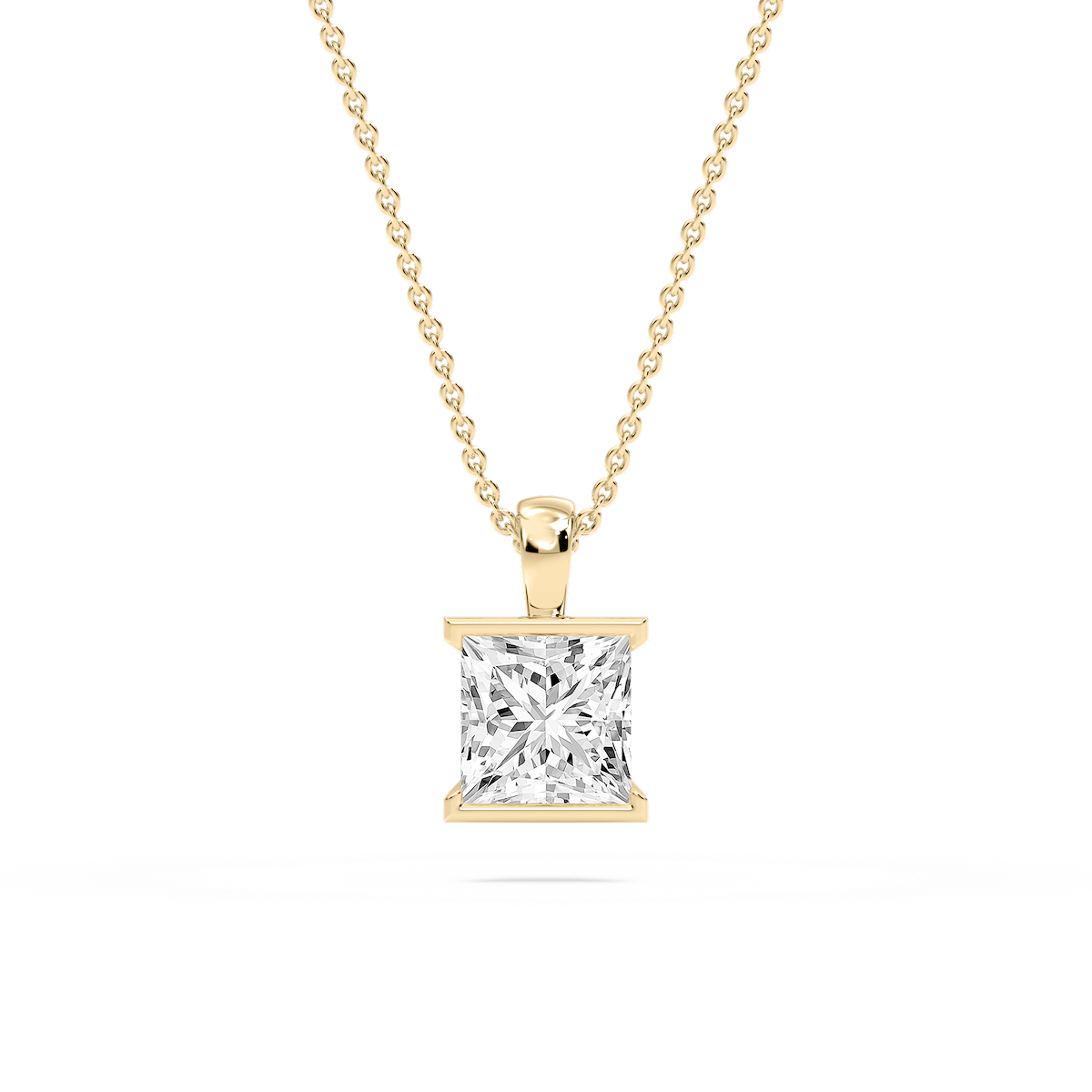 Princess Lab Grown Diamond Half Bezel Solitaire Pendant