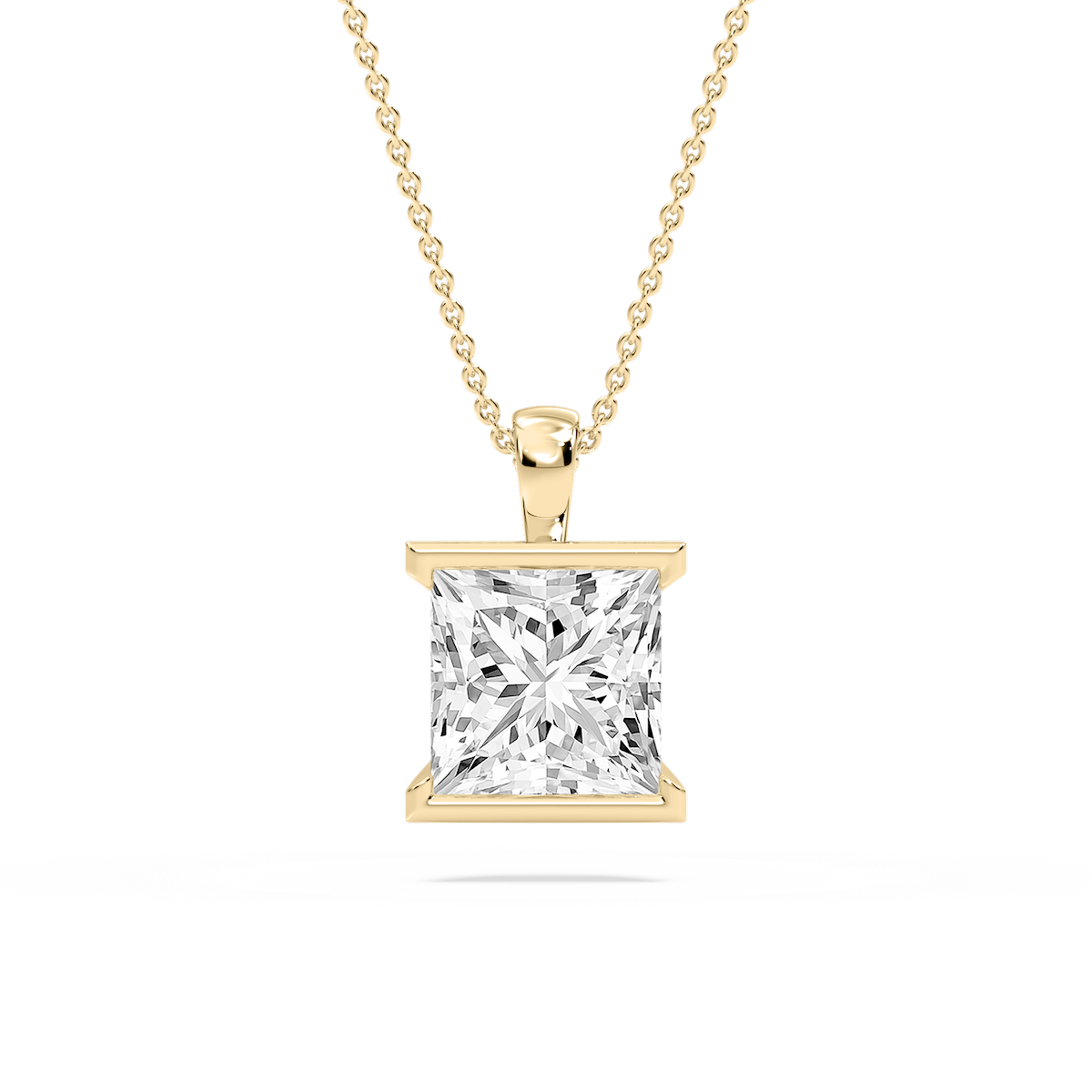 Princess Lab Grown Diamond Half Bezel Solitaire Pendant