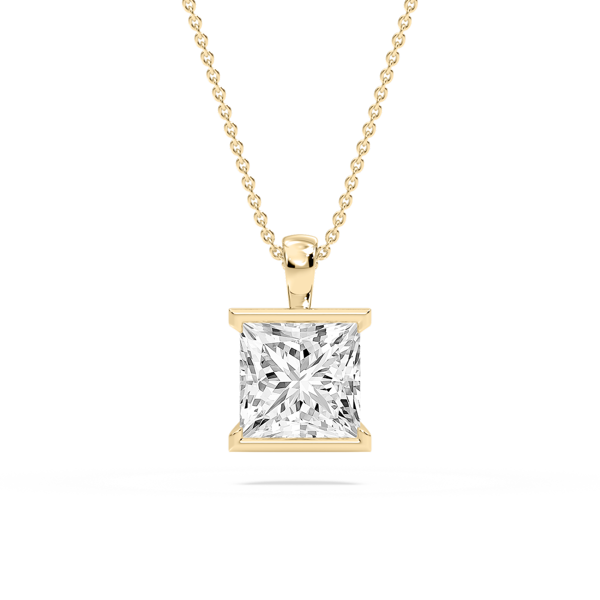 Princess Lab Grown Diamond Half Bezel Solitaire Pendant