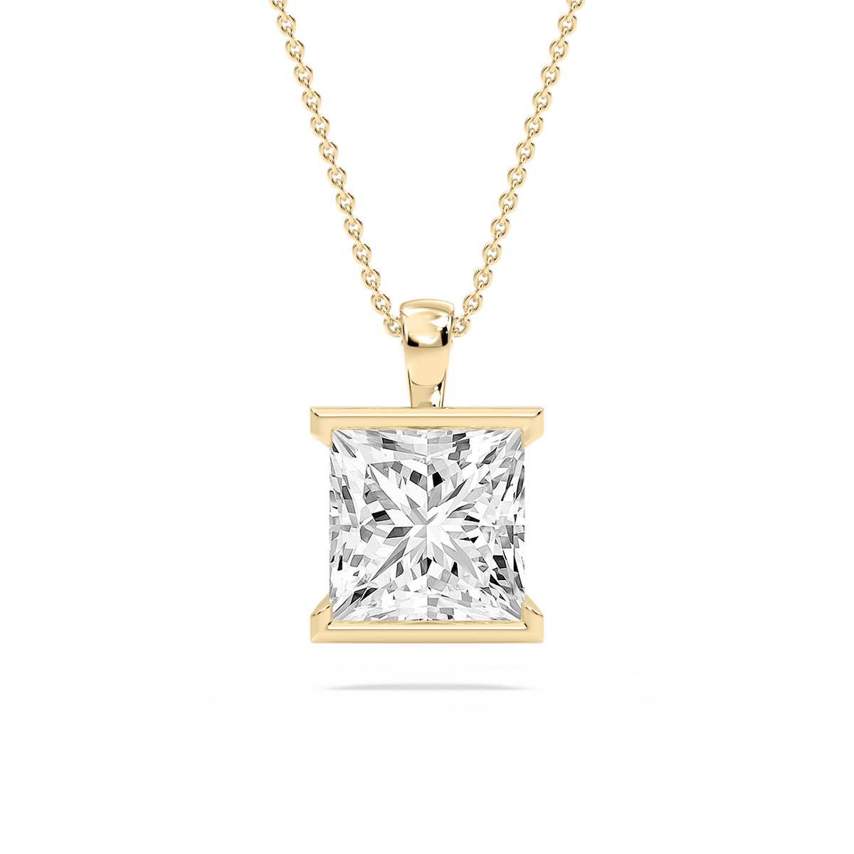 Princess Lab Grown Diamond Half Bezel Solitaire Pendant