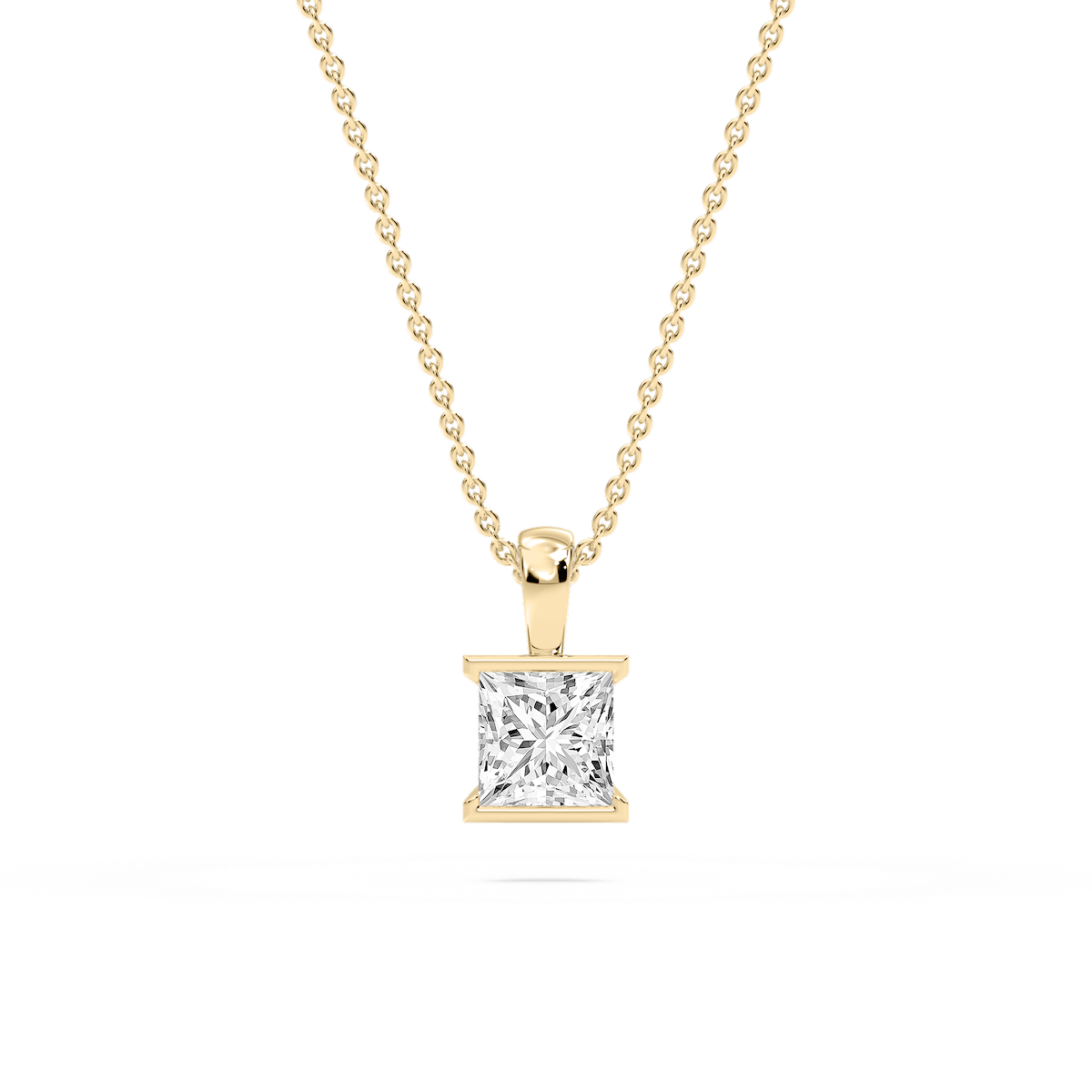 Princess Lab Grown Diamond Half Bezel Solitaire Pendant