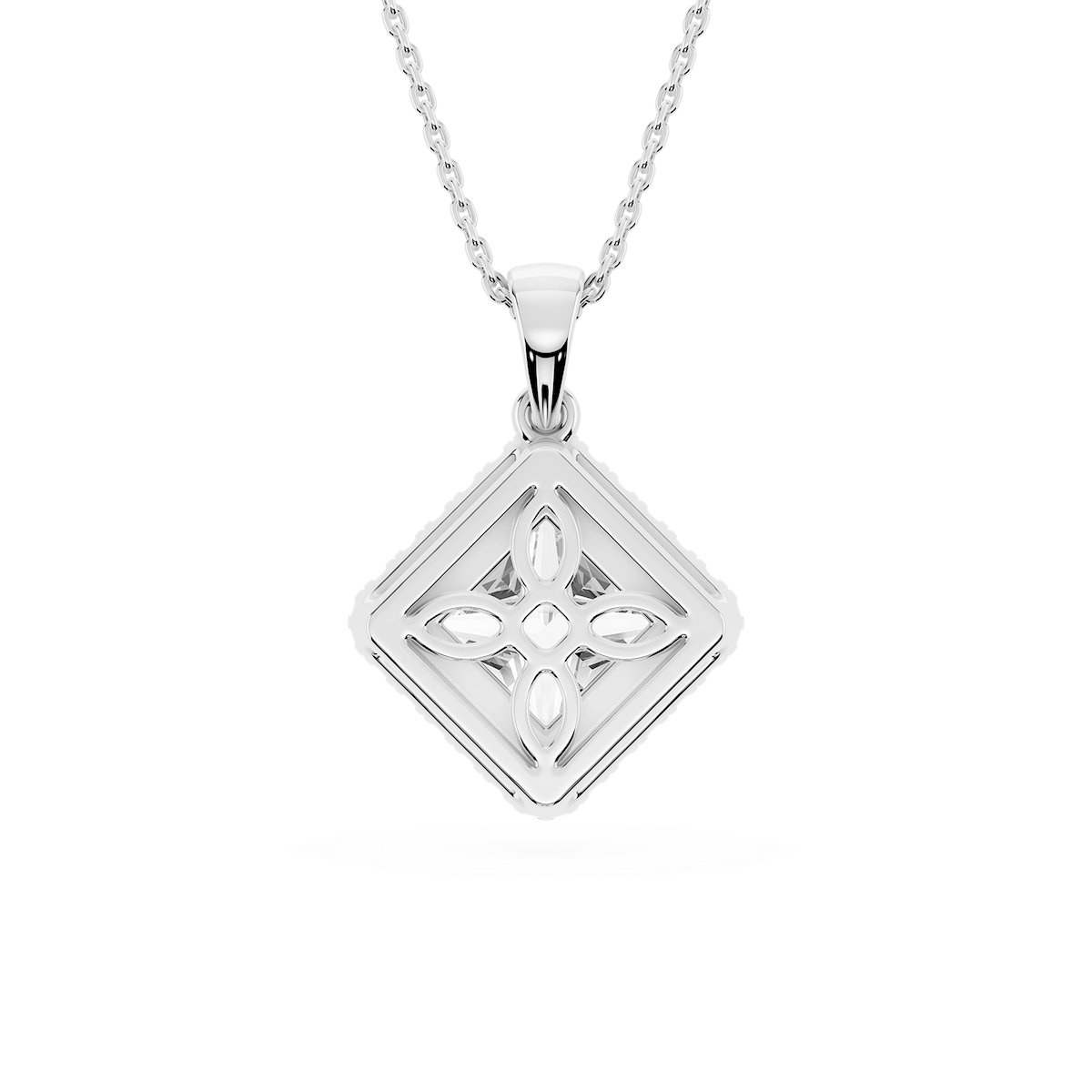 Princess Lab Grown Diamond Halo Single Bail Pendant - 16 to 18 inches