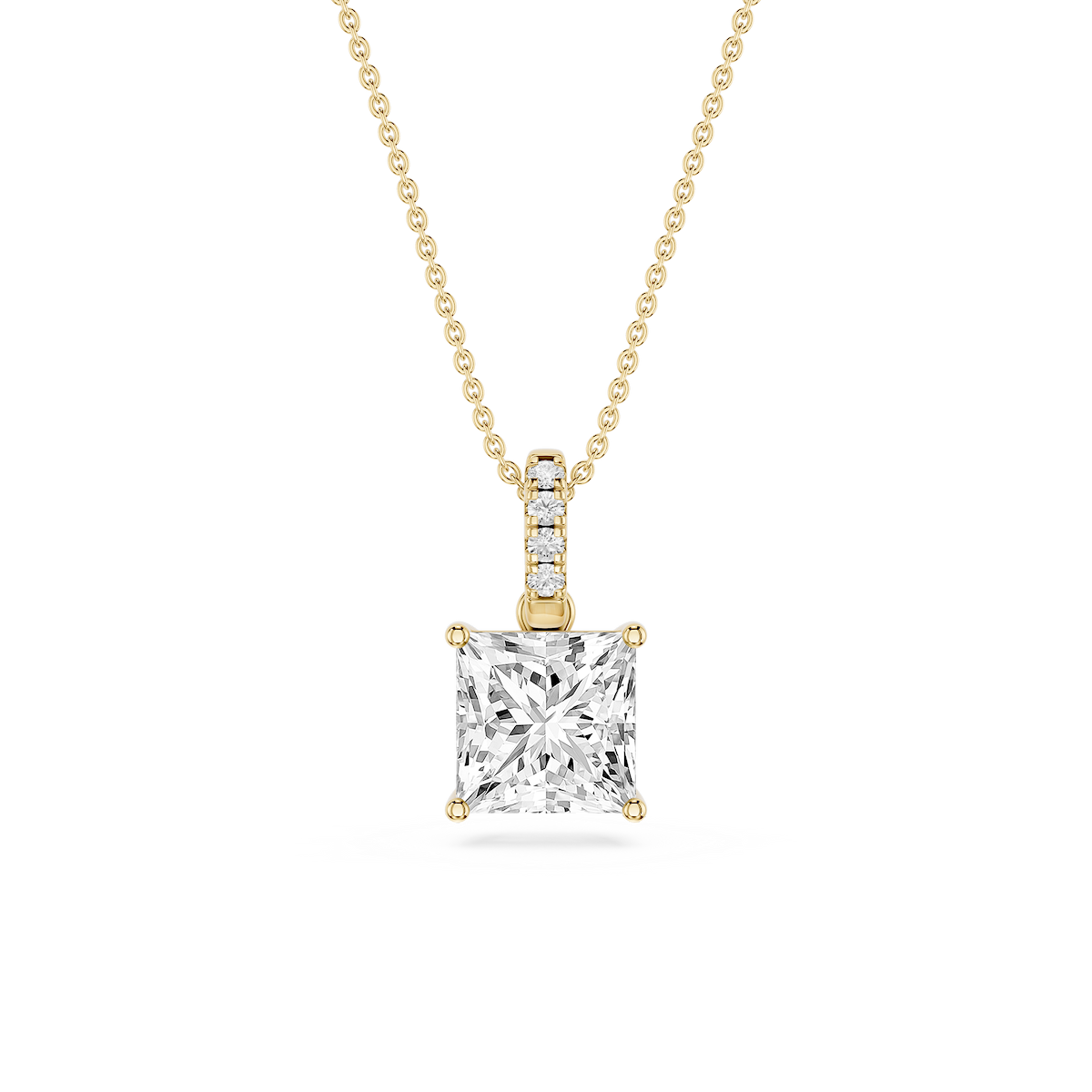 Princess Lab Grown Diamond Hidden Halo Pendant - 16 to 18 Inches