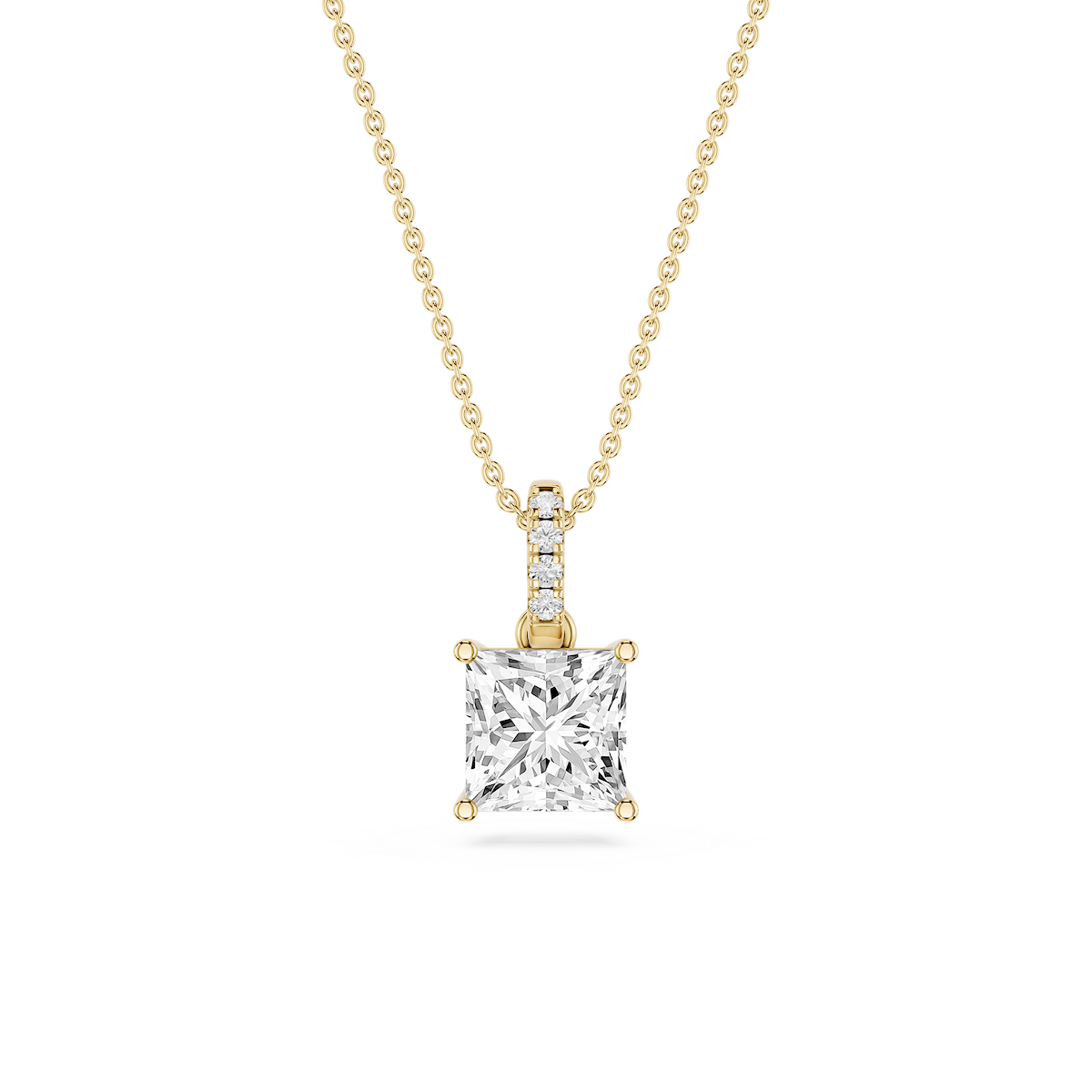 Princess Lab Grown Diamond Hidden Halo Pendant - 16 to 18 Inches