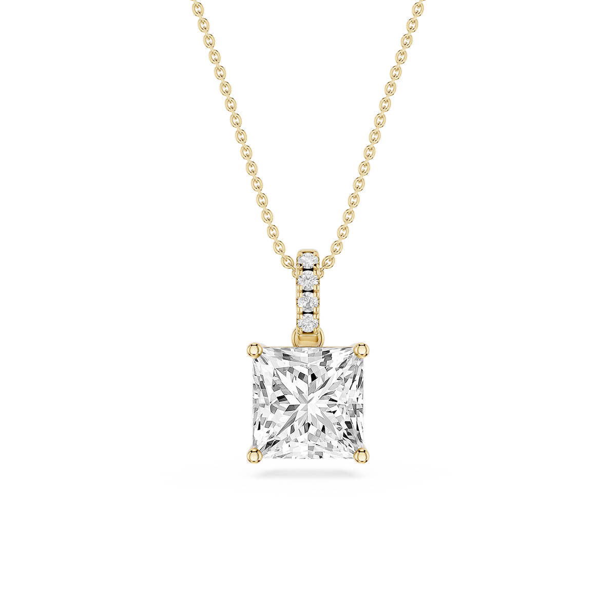 Princess Lab Grown Diamond Hidden Halo Pendant - 16 to 18 Inches