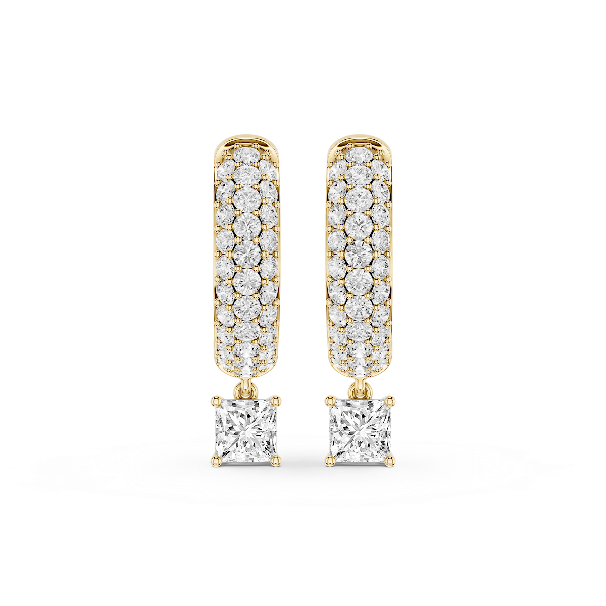 Princess Lab Grown Diamond Pave Hoop Drop Earrings