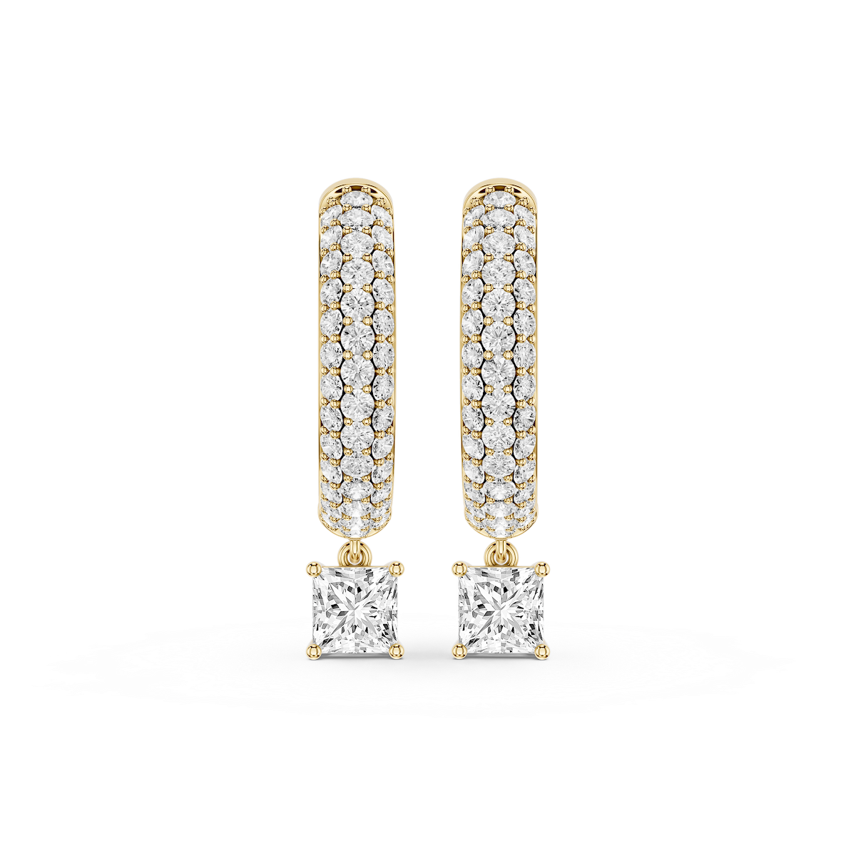Princess Lab Grown Diamond Pave Hoop Drop Earrings