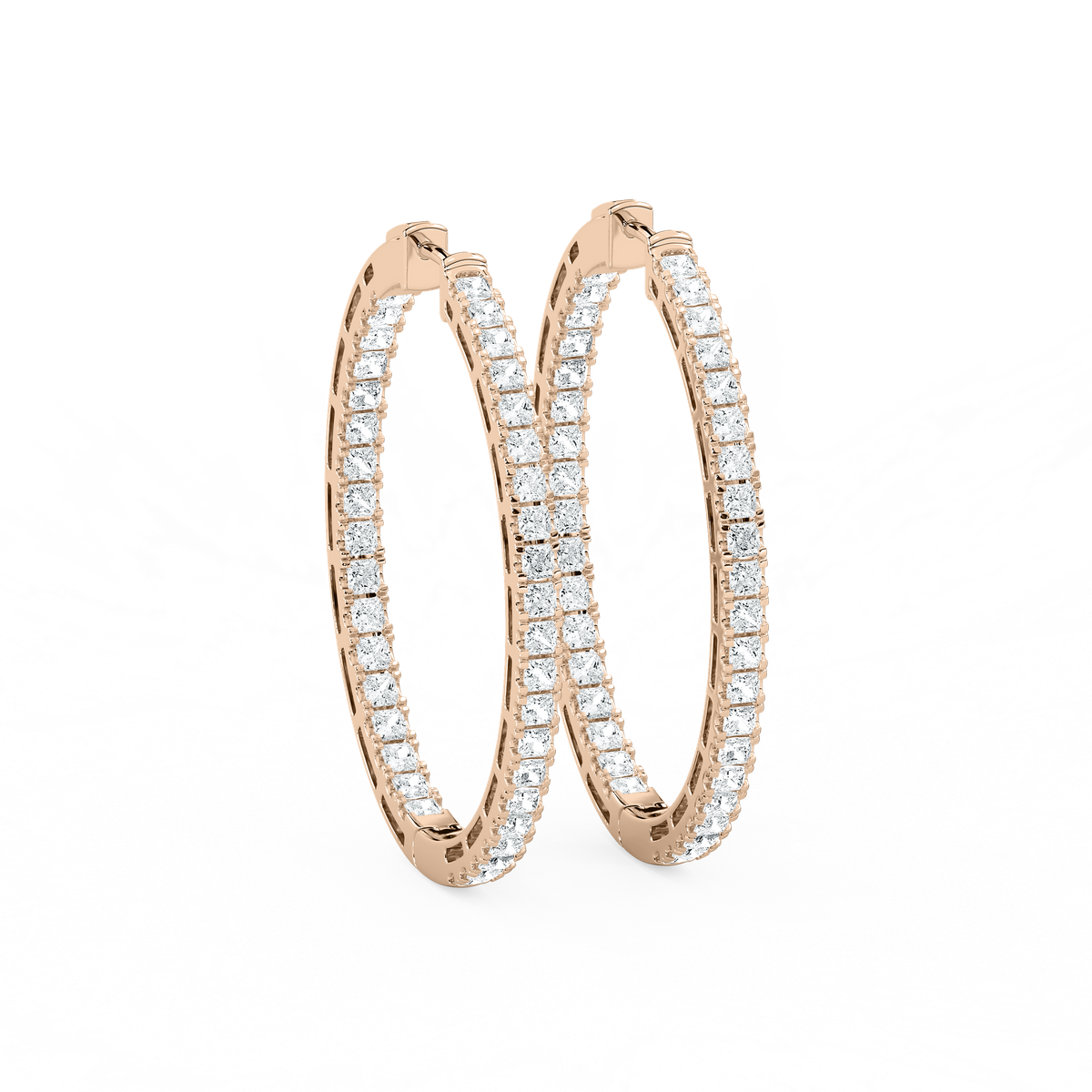 5 ⅓ ctw Princess Lab Grown Diamond Pavé Hoop Earrings