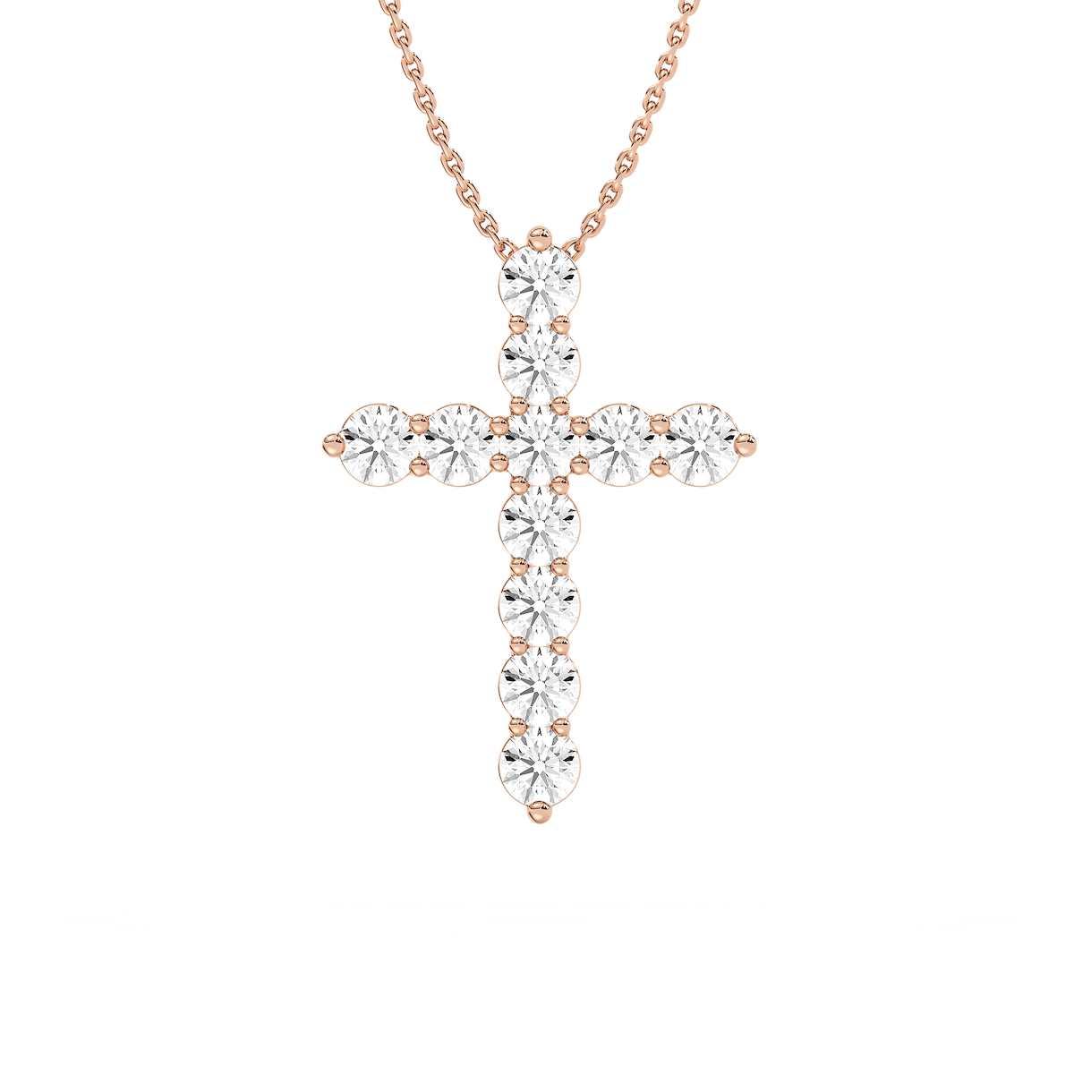 1/2 ctw Round Lab Grown Diamond Shared Prong Cross Pendant  - 18 Inches