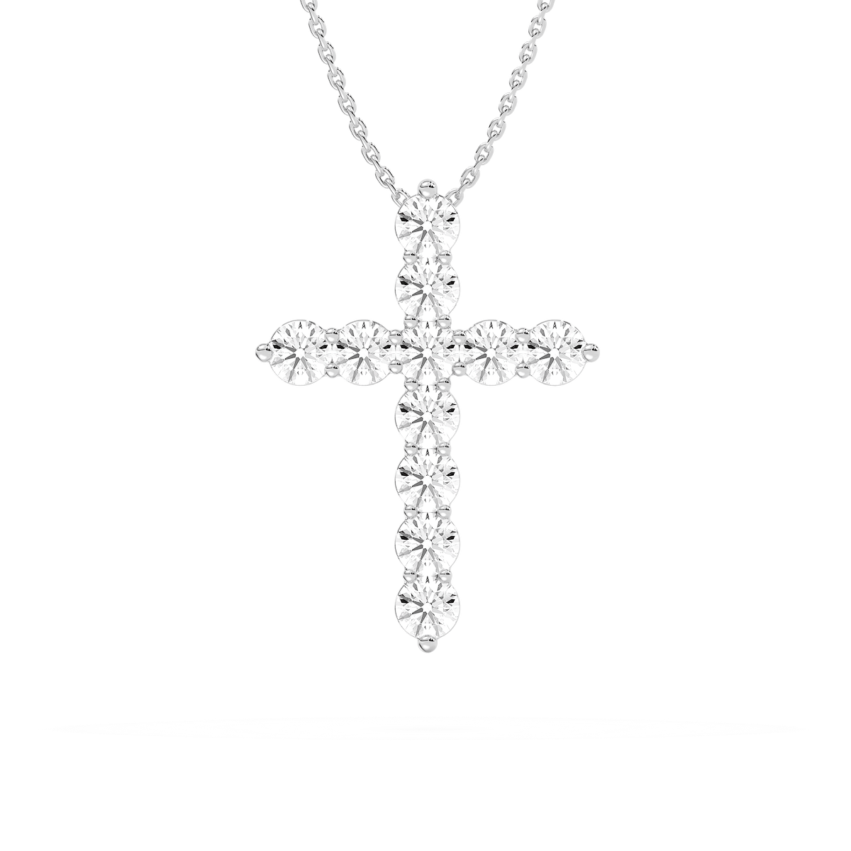 1/2 ctw Round Lab Grown Diamond Shared Prong Cross Pendant  - 18 Inches