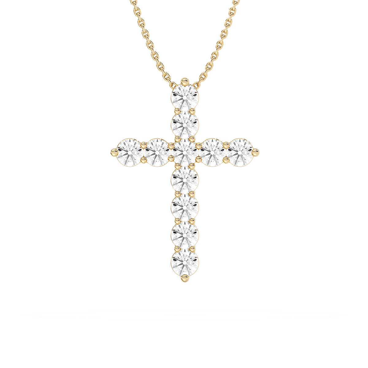 1/2 ctw Round Lab Grown Diamond Shared Prong Cross Pendant  - 18 Inches