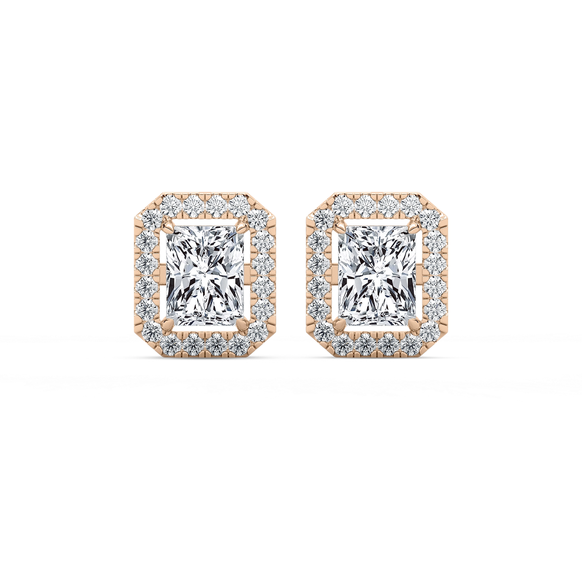 2 ⅓ ctw Radiant Lab Grown Diamond Halo Stud Earrings