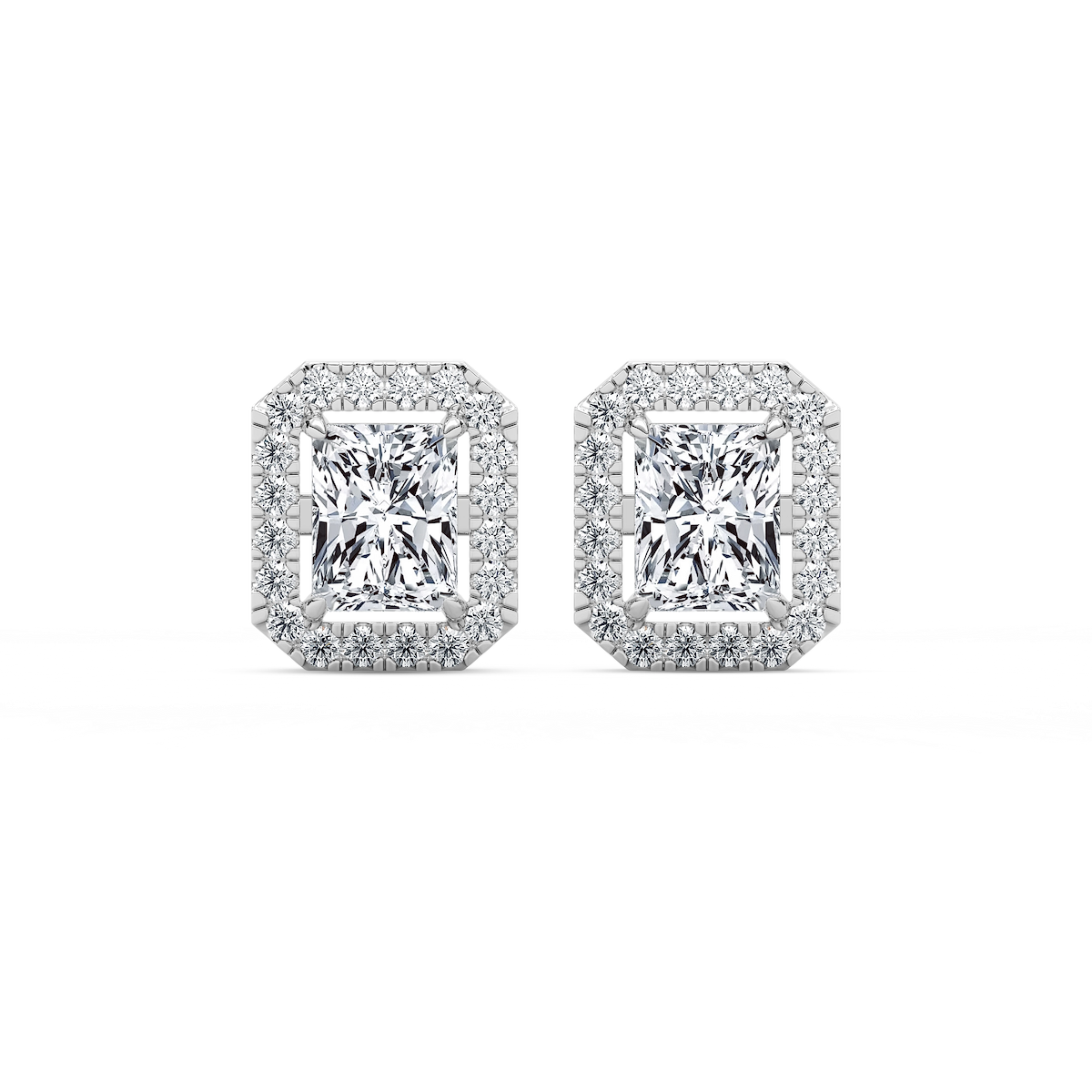 2 ⅓ ctw Radiant Lab Grown Diamond Halo Stud Earrings