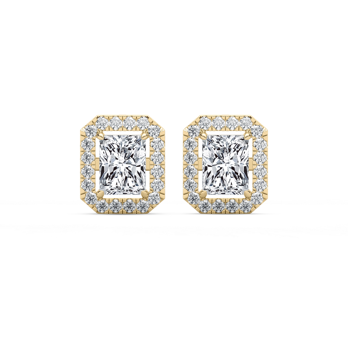 2 ⅓ ctw Radiant Lab Grown Diamond Halo Stud Earrings