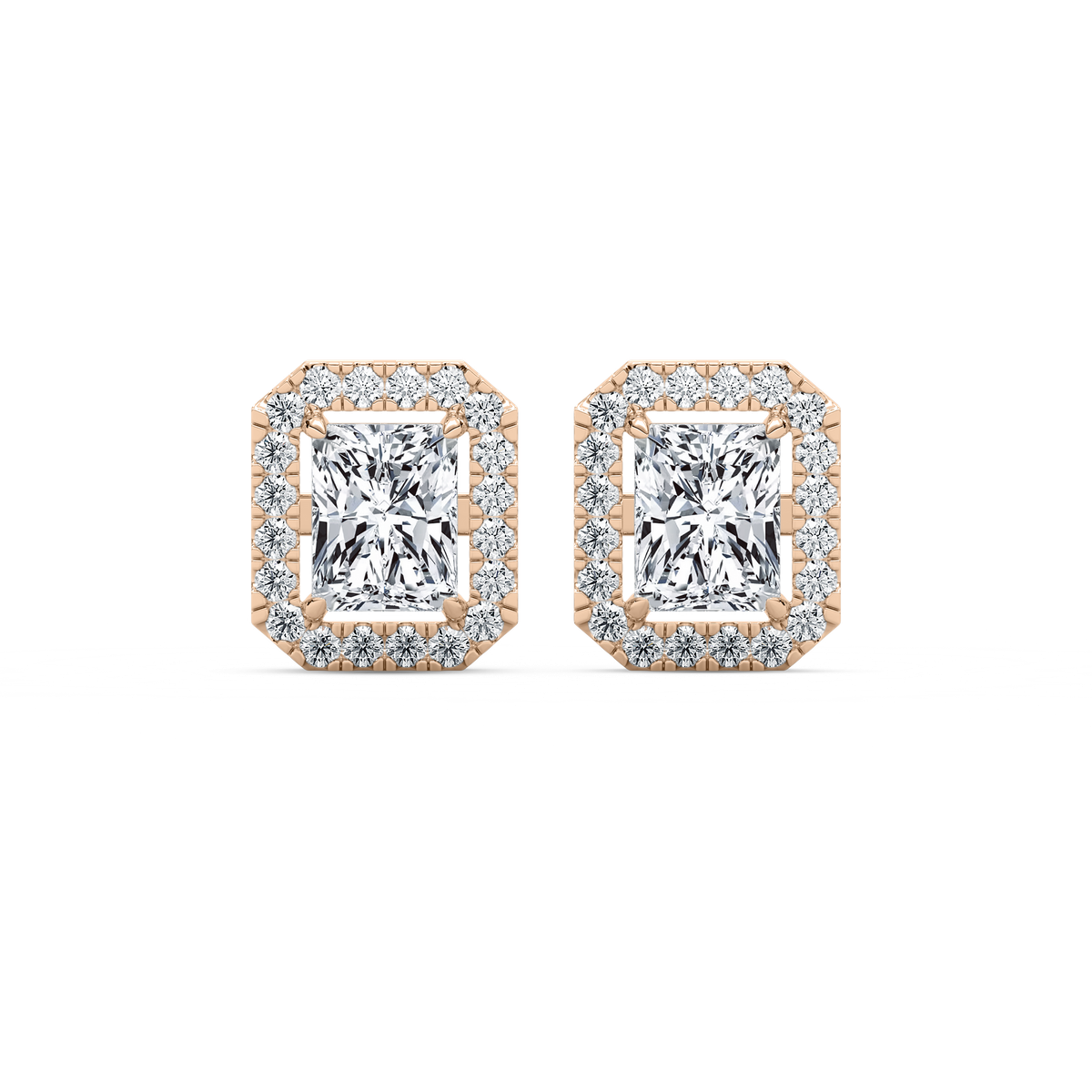 2 ⅖ ctw Radiant Lab Grown Diamond Halo Stud Earrings