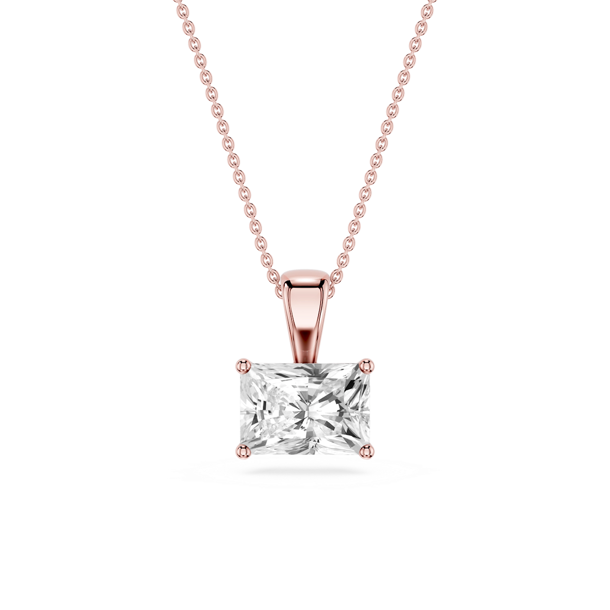 Radiant Lab Grown Diamond 4 Prong East West Bail Pendant - 16 to 18 Inches