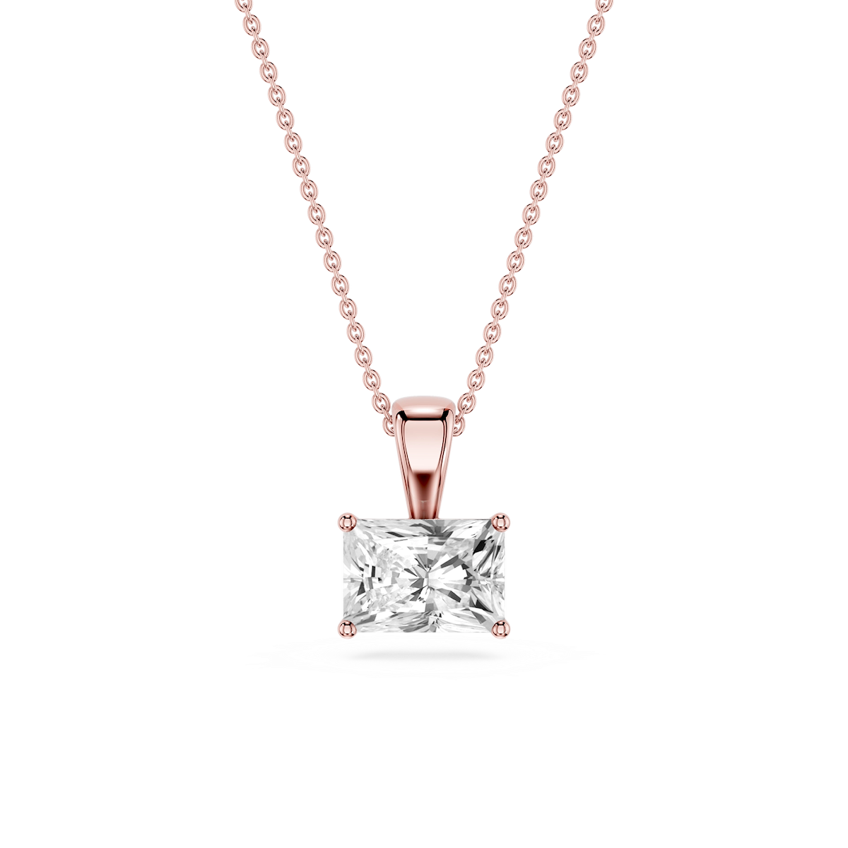 Radiant Lab Grown Diamond 4 Prong East West Bail Pendant - 16 to 18 Inches
