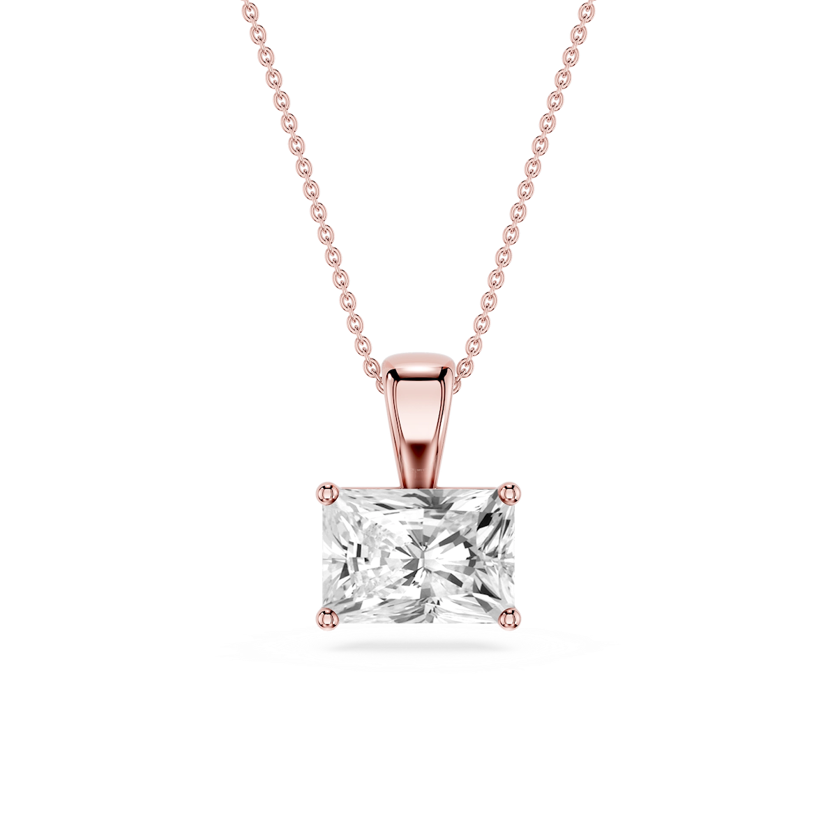 Radiant Lab Grown Diamond 4 Prong East West Bail Pendant - 16 to 18 Inches