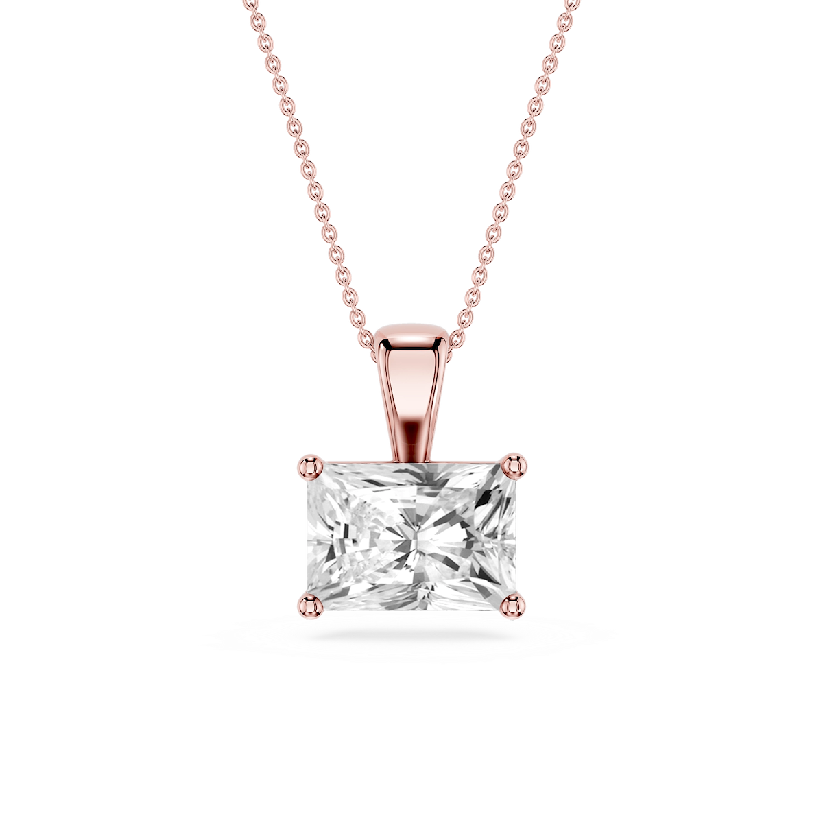 Radiant Lab Grown Diamond 4 Prong East West Bail Pendant - 16 to 18 Inches