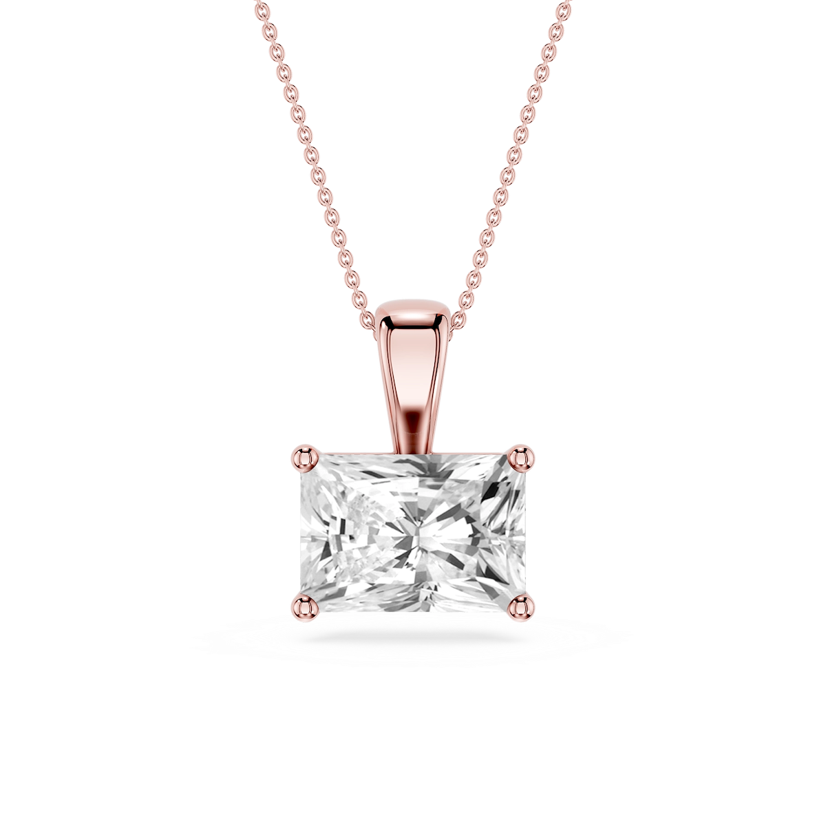 Radiant Lab Grown Diamond 4 Prong East West Bail Pendant - 16 to 18 Inches