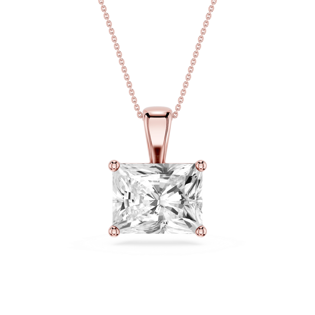 Radiant Lab Grown Diamond 4 Prong East West Bail Pendant - 16 to 18 Inches