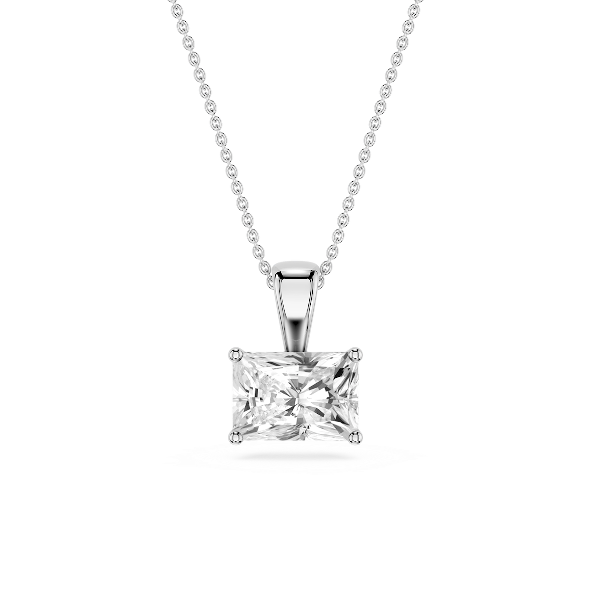 Radiant Lab Grown Diamond 4 Prong East West Bail Pendant - 16 to 18 Inches