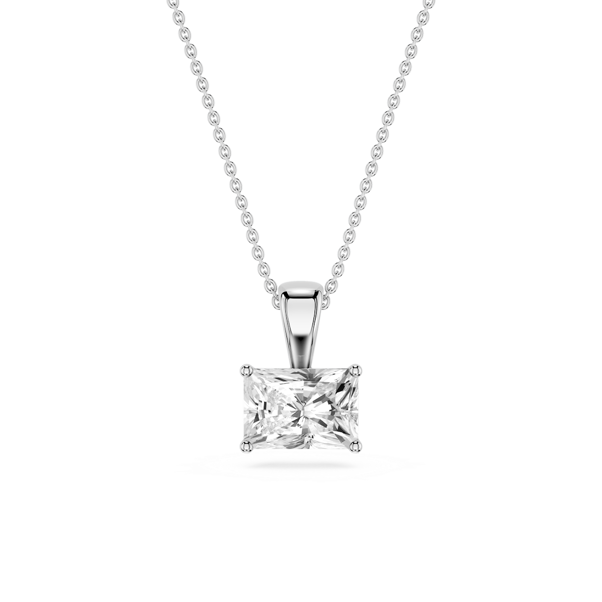 Elongated Cushion Lab Grown Diamond 4 Prong East West Bail Pendant - 16 to 18 Inches