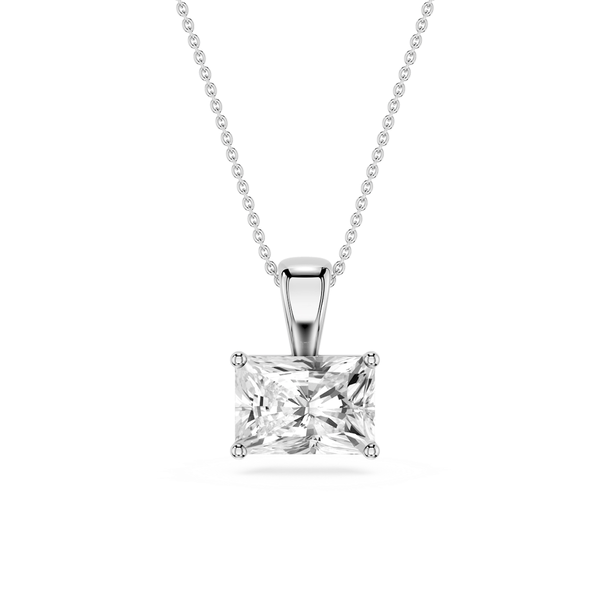Radiant Lab Grown Diamond 4 Prong East West Bail Pendant - 16 to 18 Inches