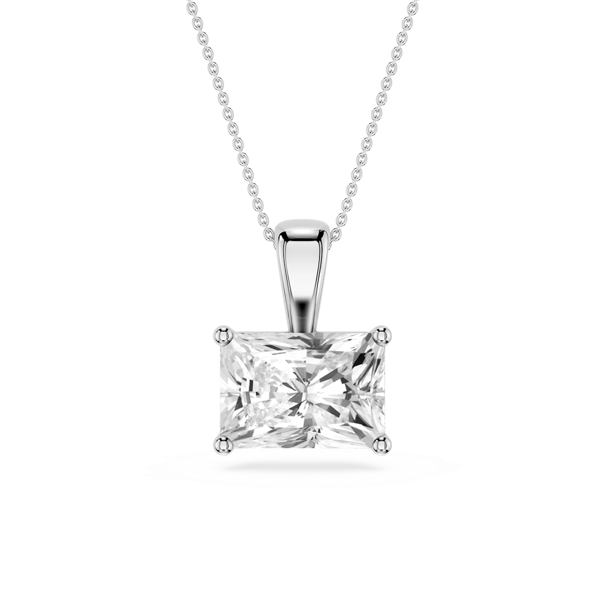 Radiant Lab Grown Diamond 4 Prong East West Bail Pendant - 16 to 18 Inches
