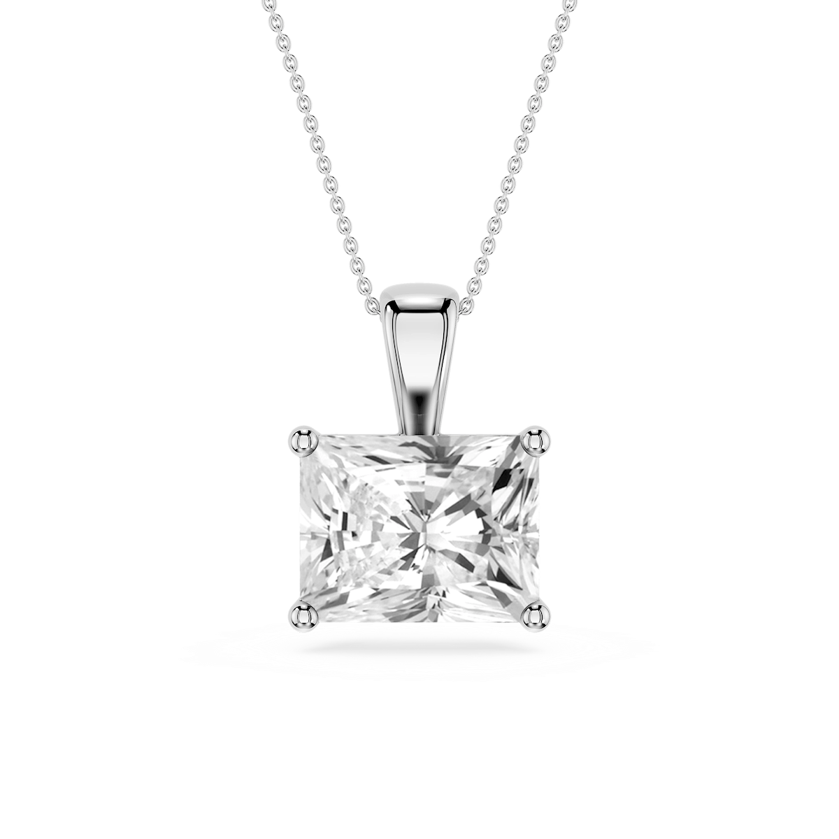 Radiant Lab Grown Diamond 4 Prong East West Bail Pendant - 16 to 18 Inches
