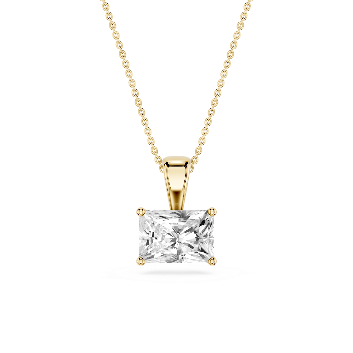 Radiant Lab Grown Diamond 4 Prong East West Bail Pendant - 16 to 18 Inches