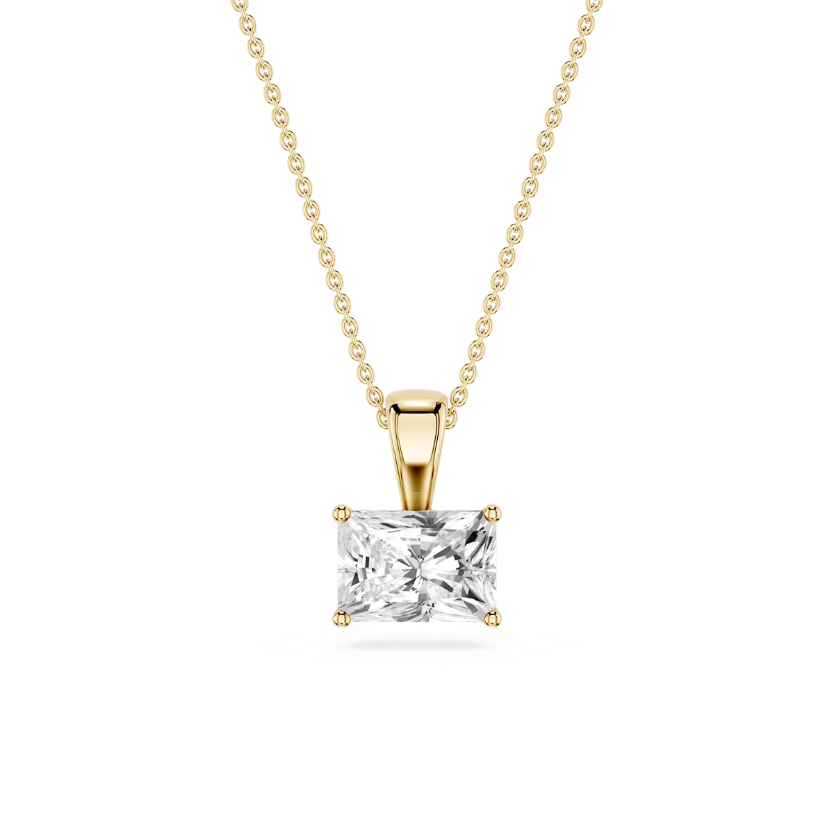 Radiant Lab Grown Diamond 4 Prong East West Bail Pendant - 16 to 18 Inches