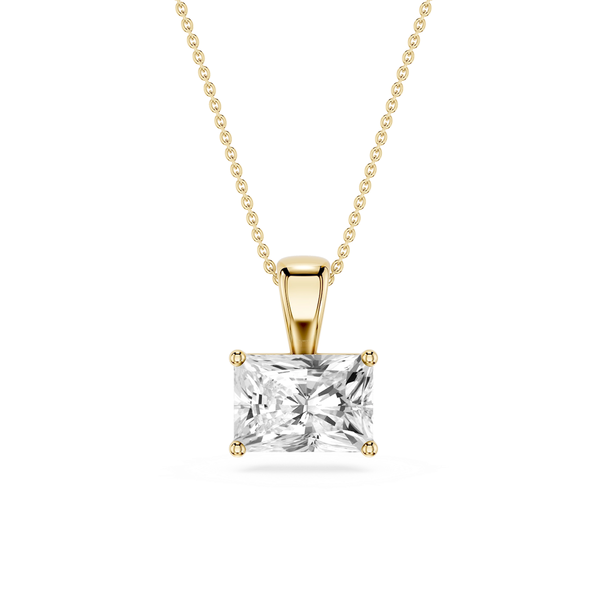 Radiant Lab Grown Diamond 4 Prong East West Bail Pendant - 16 to 18 Inches