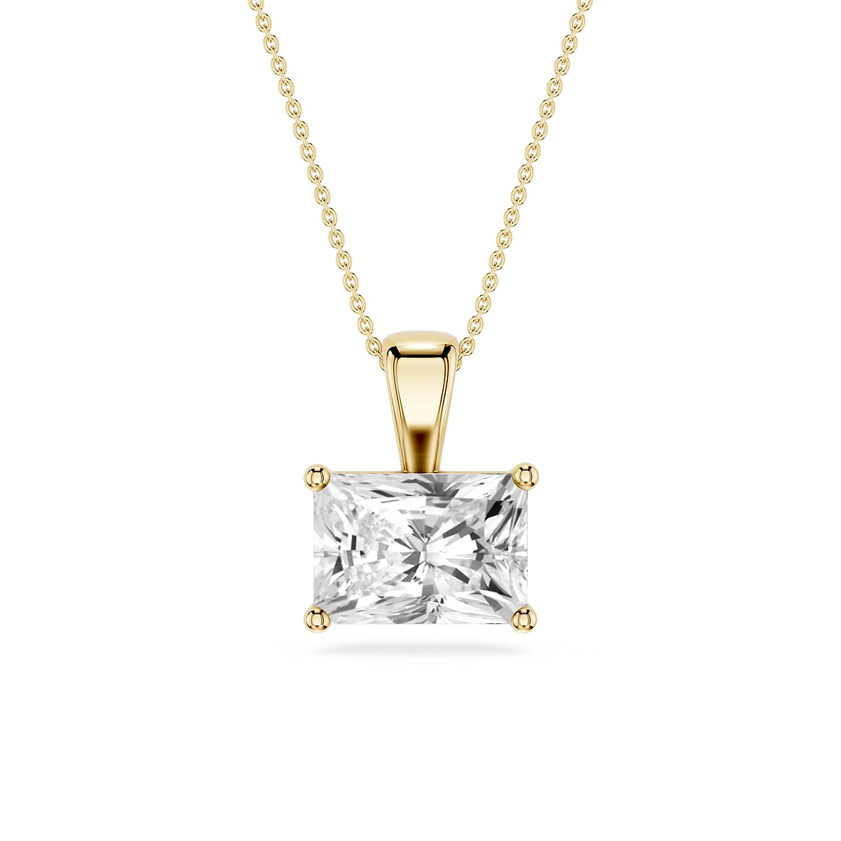 Radiant Lab Grown Diamond 4 Prong East West Bail Pendant - 16 to 18 Inches