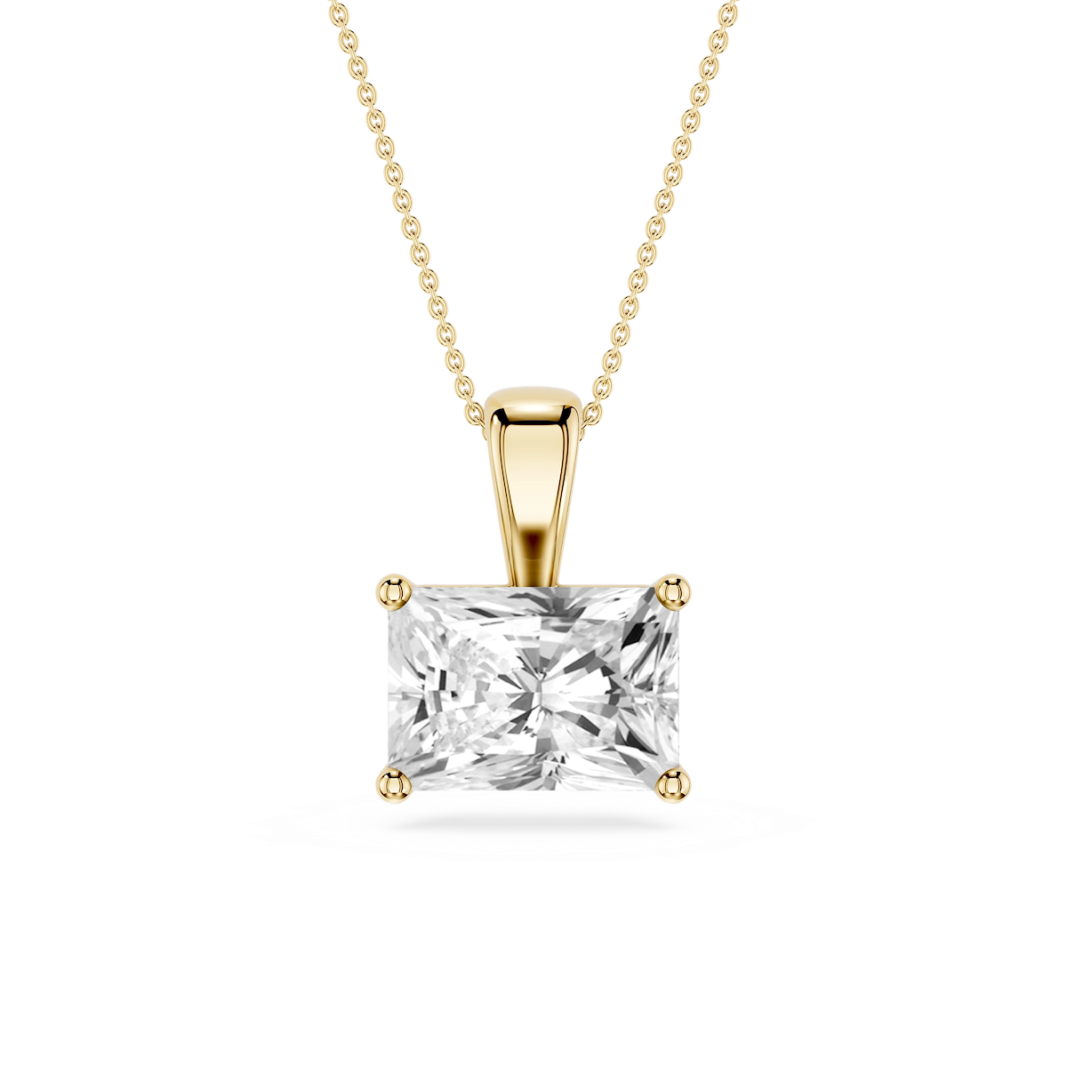 Radiant Lab Grown Diamond 4 Prong East West Bail Pendant - 16 to 18 Inches