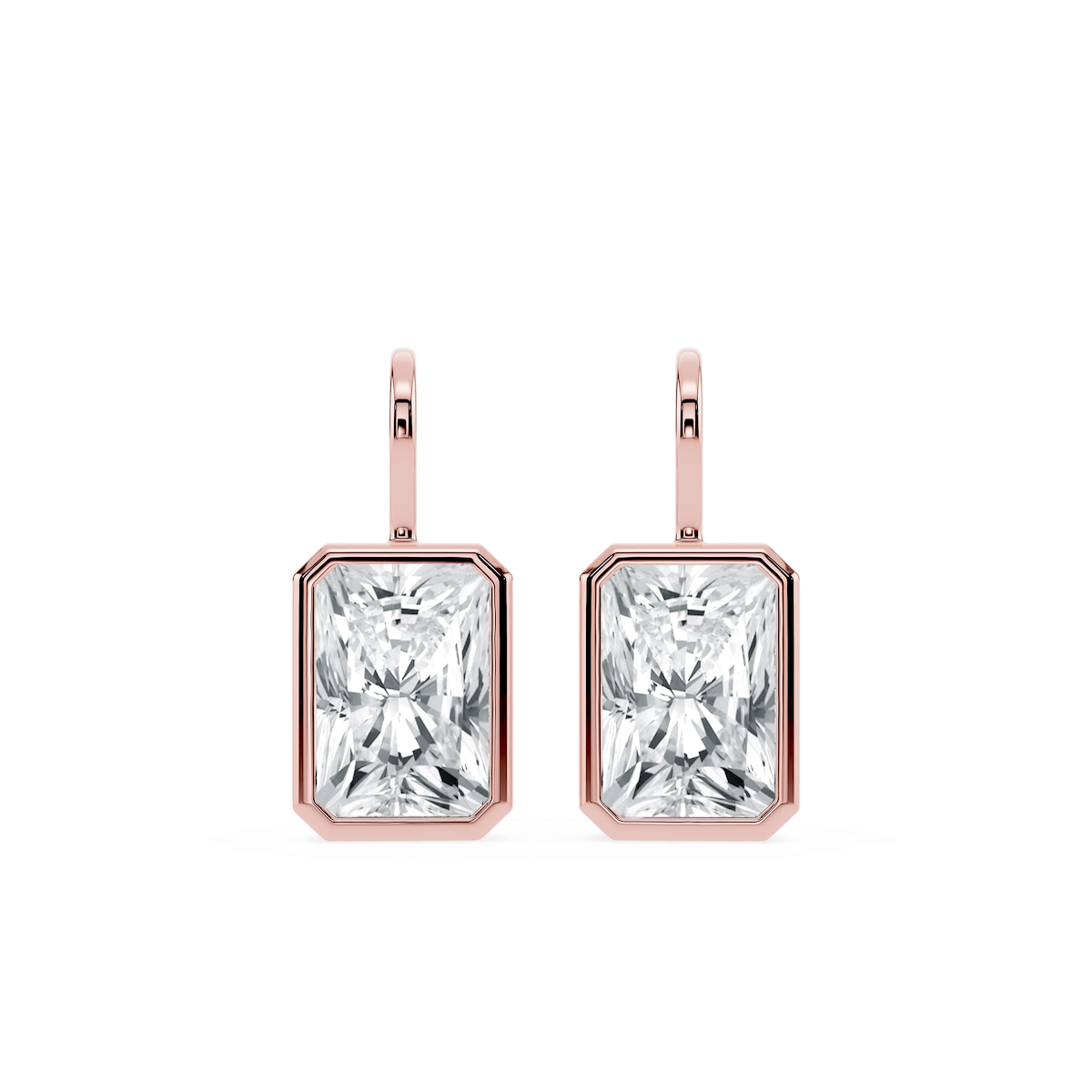 Radiant Lab Grown Diamond Bezel Drop Earrings