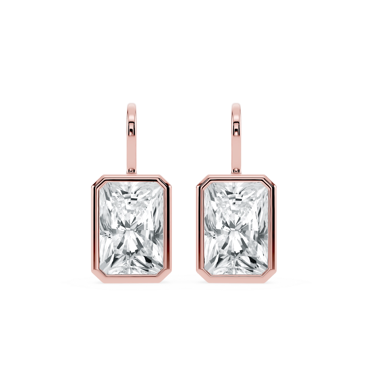 Radiant Lab Grown Diamond Bezel Drop Earrings