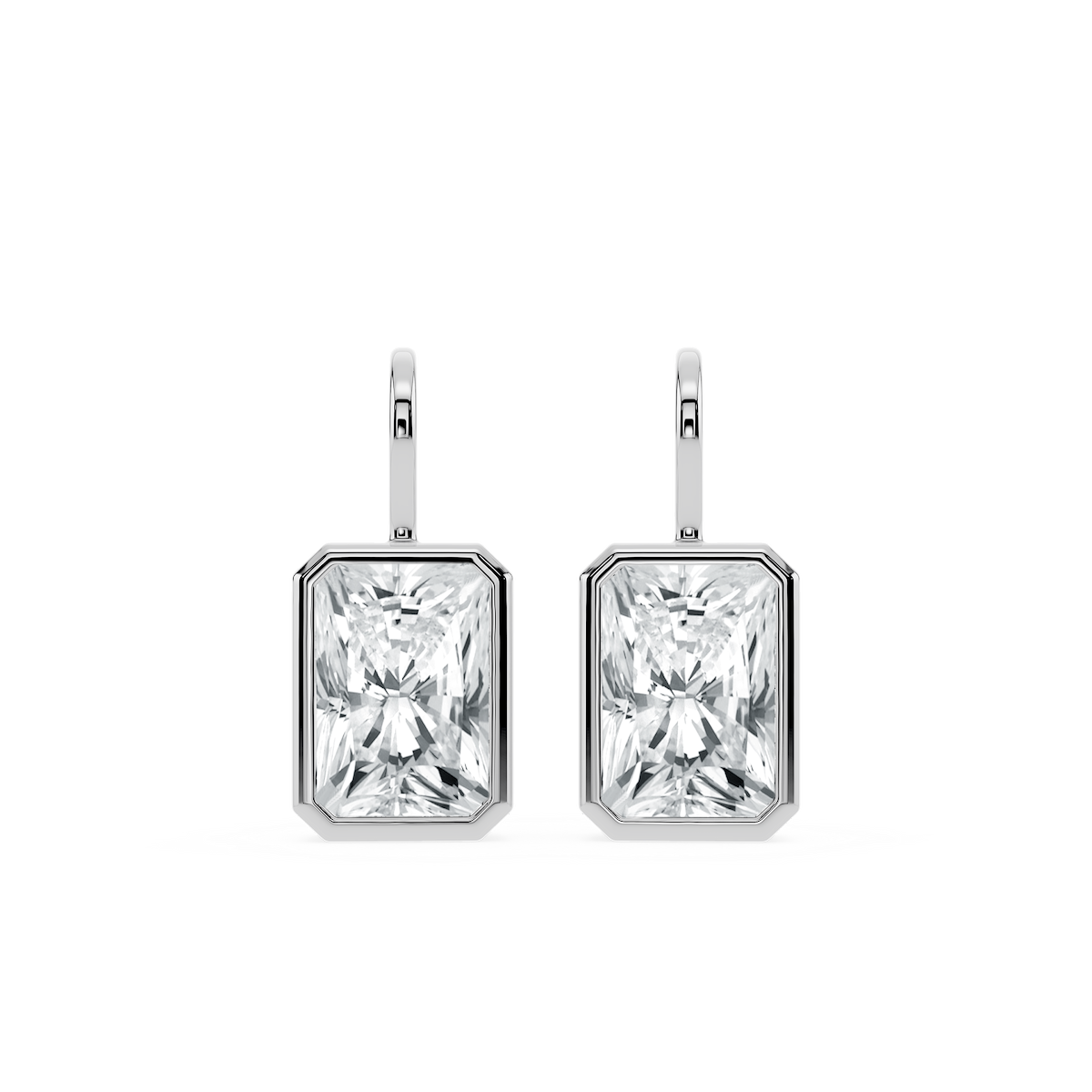Radiant Lab Grown Diamond Bezel Drop Earrings