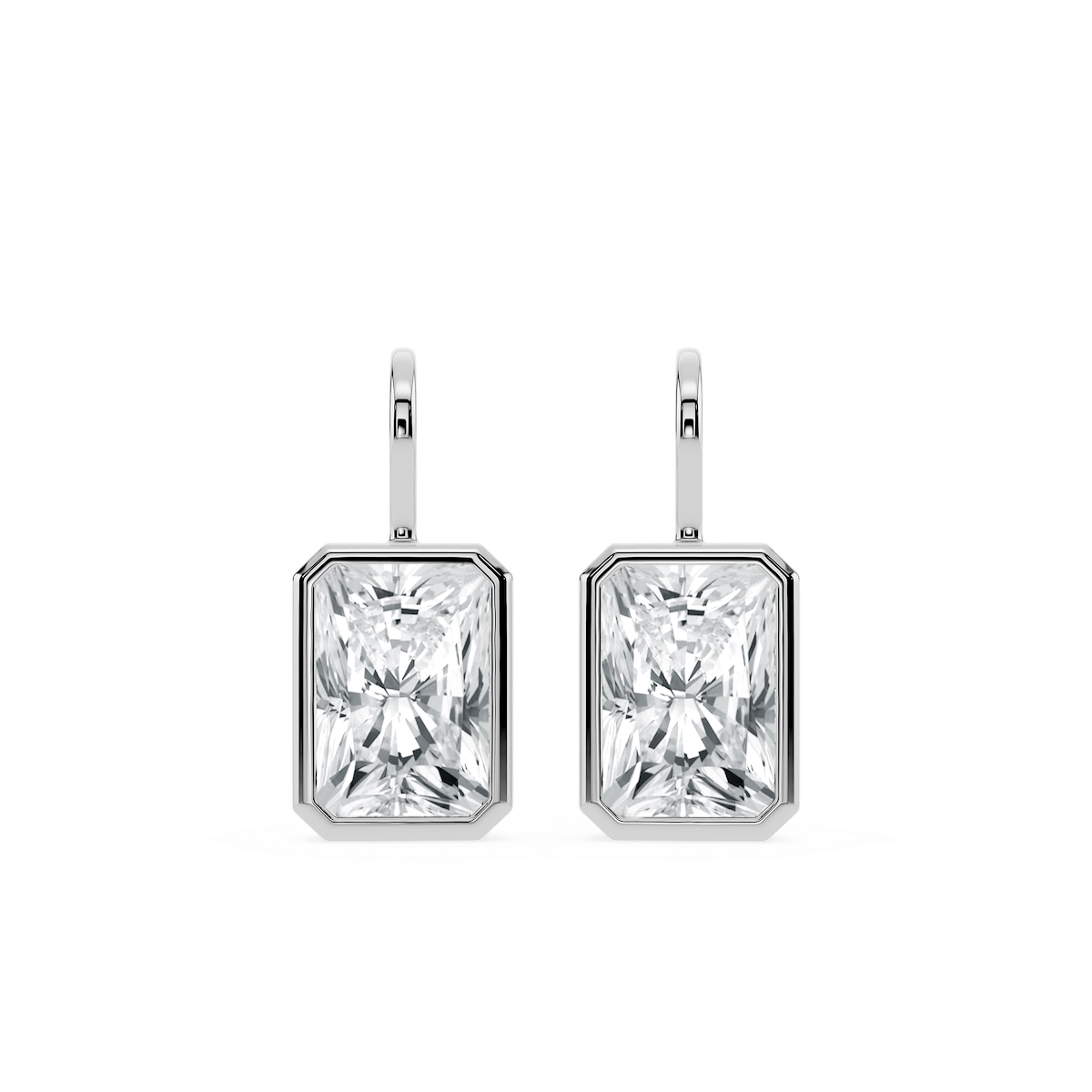 Radiant Lab Grown Diamond Bezel Drop Earrings