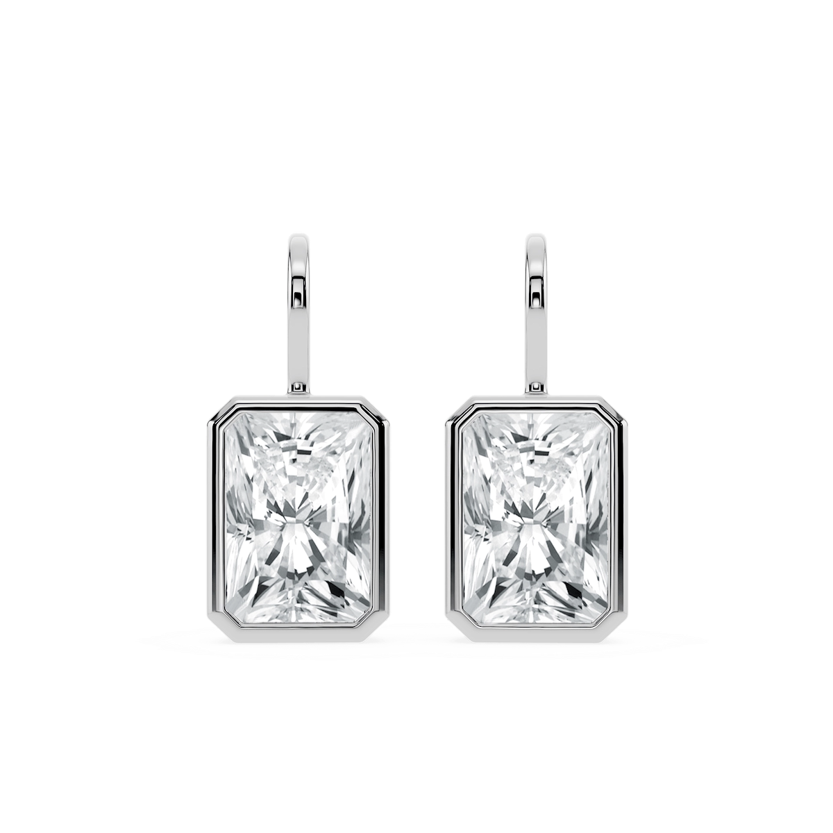 Radiant Lab Grown Diamond Bezel Drop Earrings