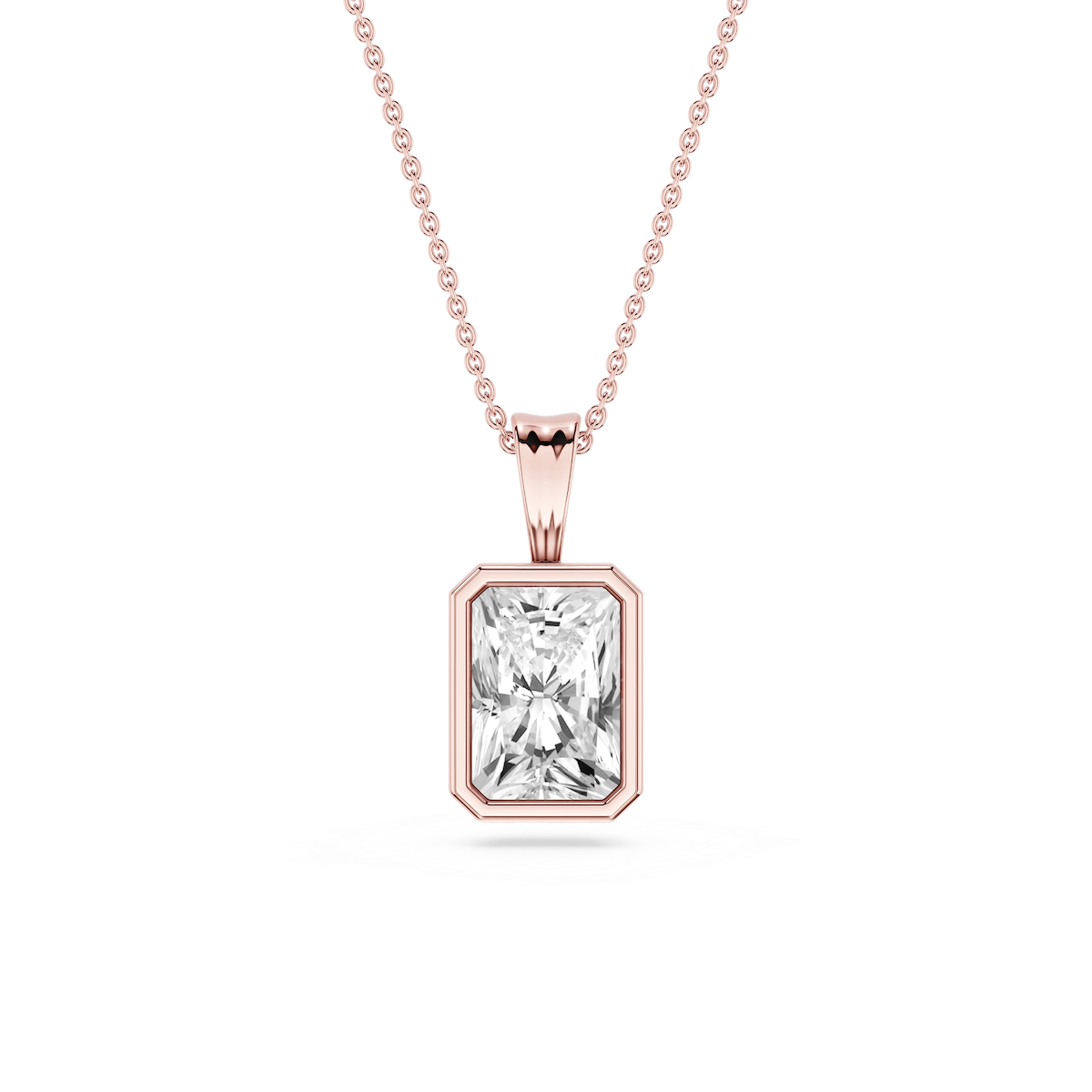 Radiant Lab Grown Diamond Bezel Set Bail Solitaire Pendant - 16 to 18 Inches