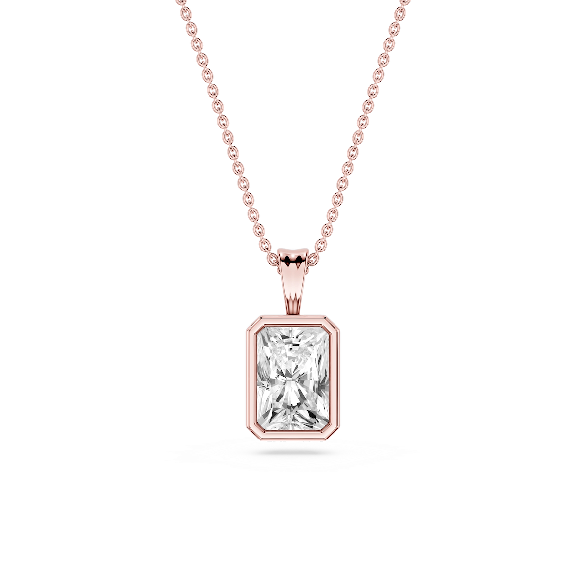 Radiant Lab Grown Diamond Bezel Set Bail Solitaire Pendant - 16 to 18 Inches
