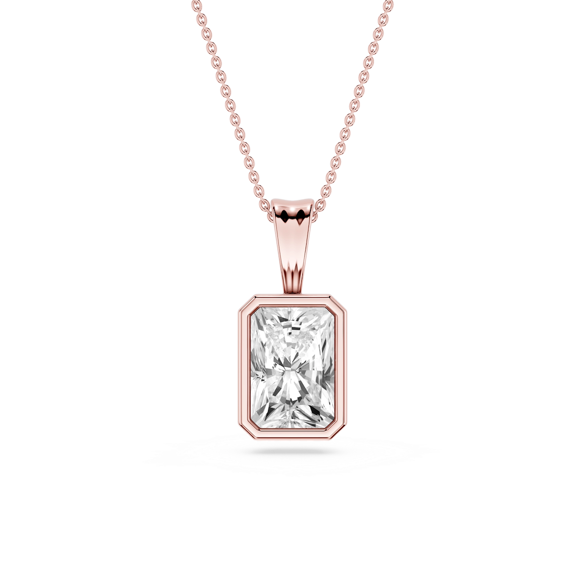 Radiant Lab Grown Diamond Bezel Set Bail Solitaire Pendant - 16 to 18 Inches